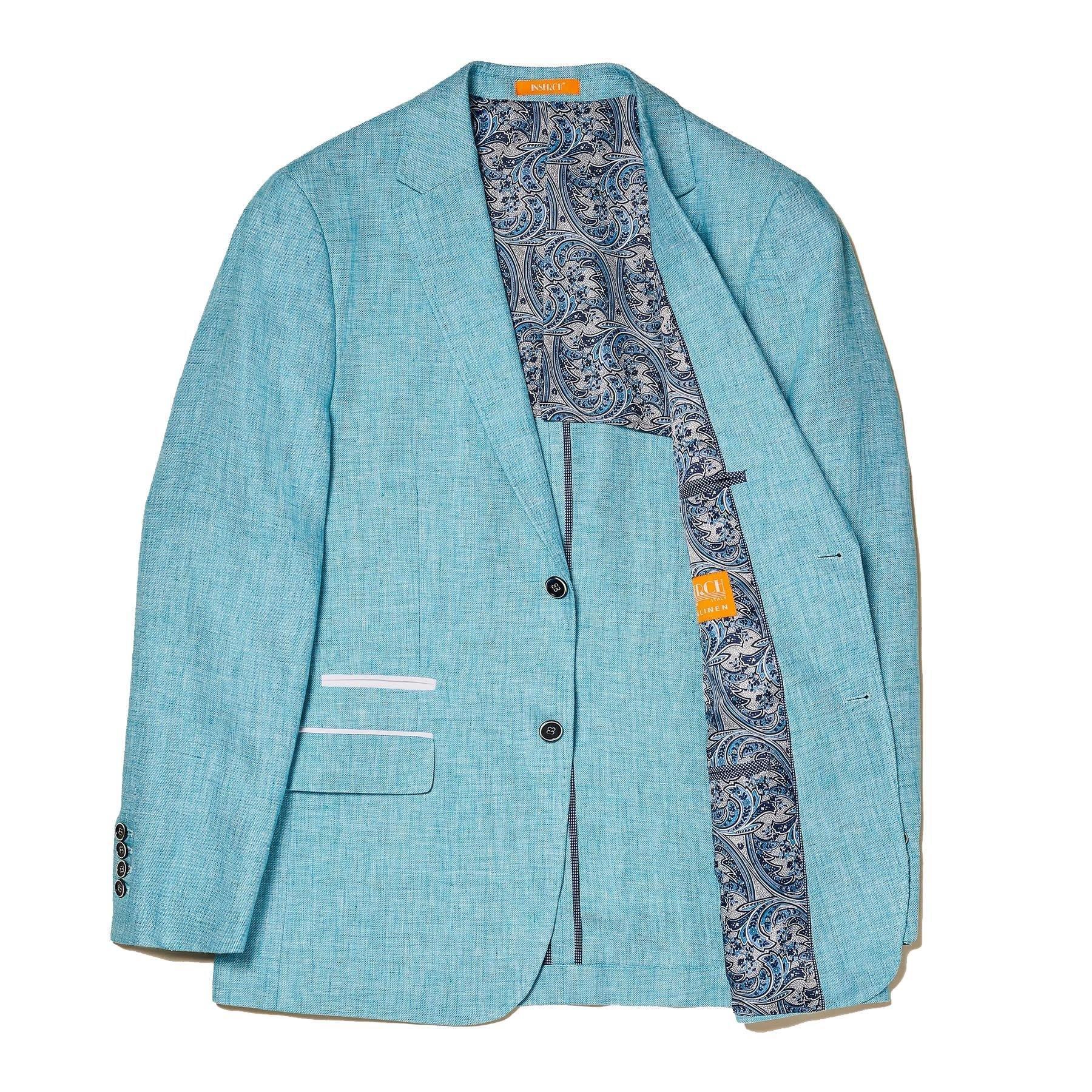 Inserch Men's Aqua Linen Sport Coat - Lightweight Breathable Summer Blazer for Outdoor Weddings, Business Casual & Travel