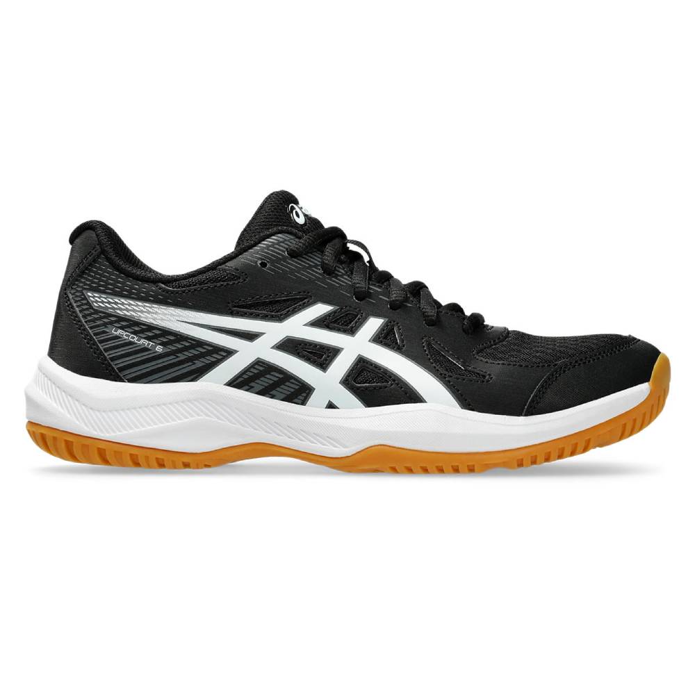 ASICS Upcourt 6 Women's Indoor Court Shoes - Black/White - Volleyball, Badminton & Squash Shoes for Women - Lightweight Non-Marking Gym Shoes for Indoor Sports & Training