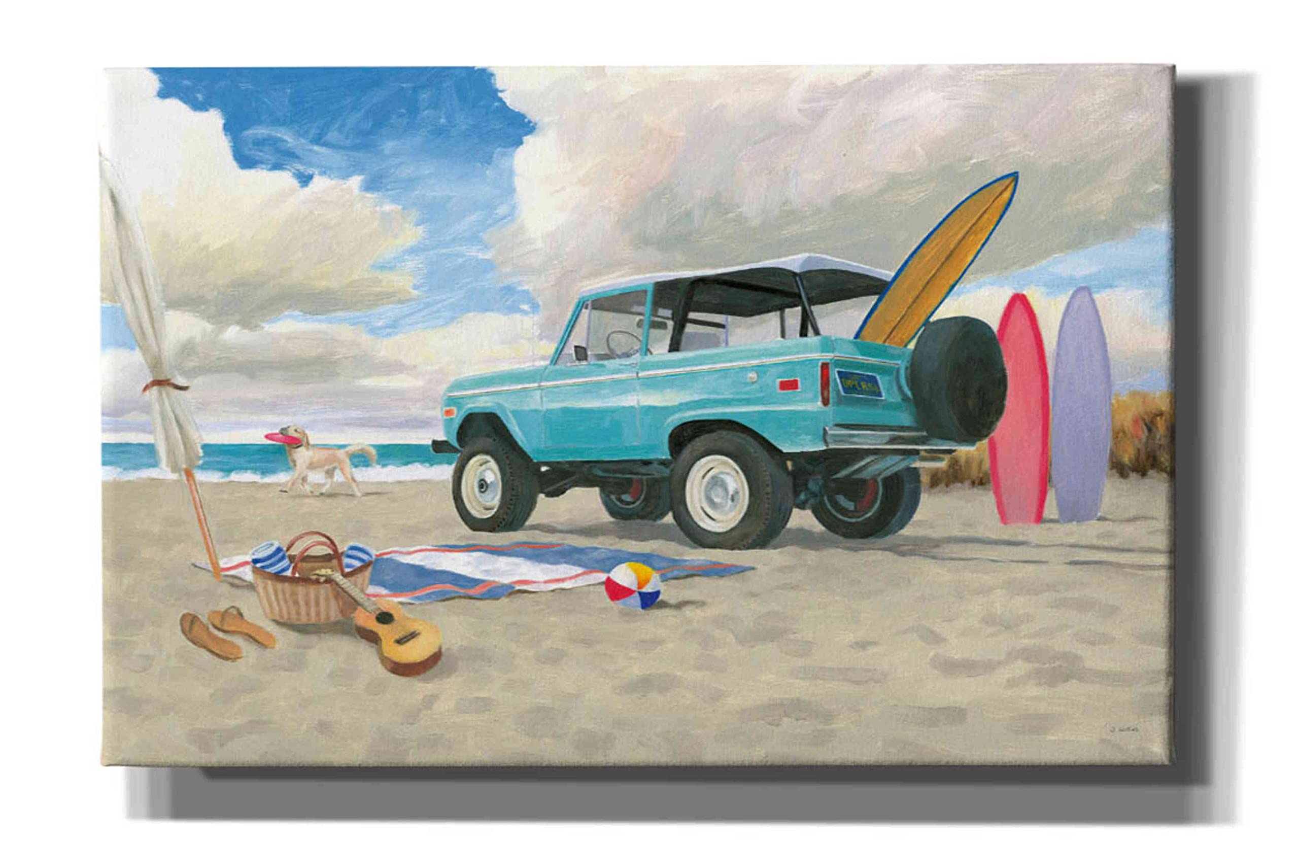 Epic Graffiti 'Beach Ride I' by James Wiens - Stretched Canvas Wall Art 40x26 Inches - Modern Home Decor for Living Room, Bedroom & Office