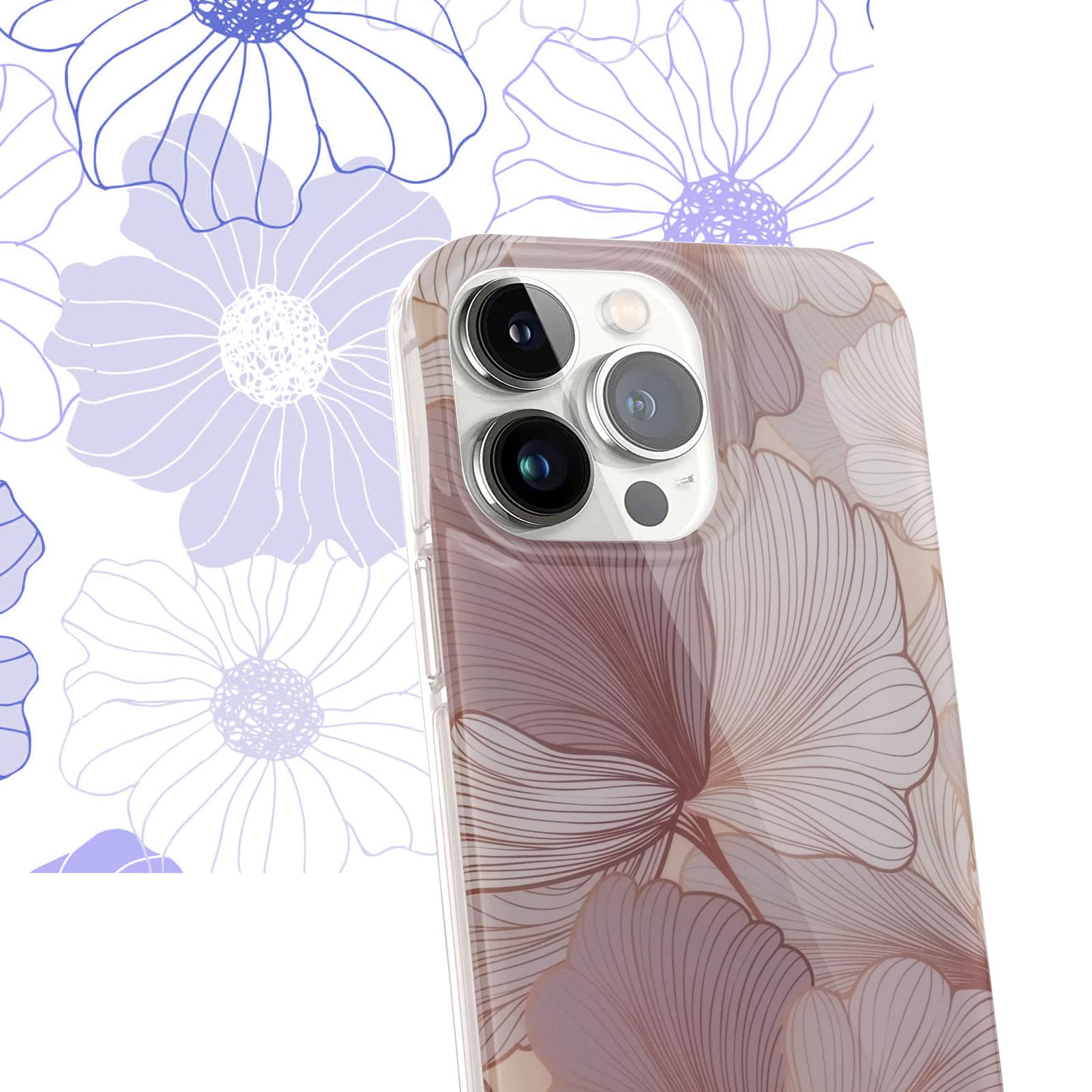 iPhone 13 Pro Clear Floral Case - Elegant Hollyhock Design Protective Phone Cover for Women | Perfect for Everyday Use, Office & Special Occasions