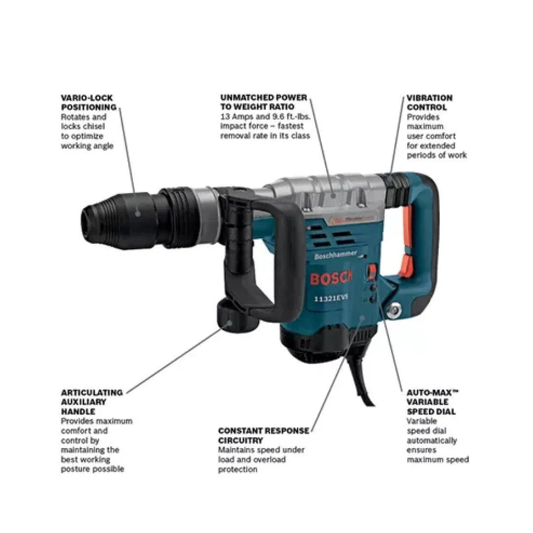 11321EVS SDS Max Demolition Hammer - Heavy Duty Concrete Breaker with Vibration Control for Construction, Renovation & Demolition Projects | Perfect for Breaking Concrete, Asphalt & Masonry