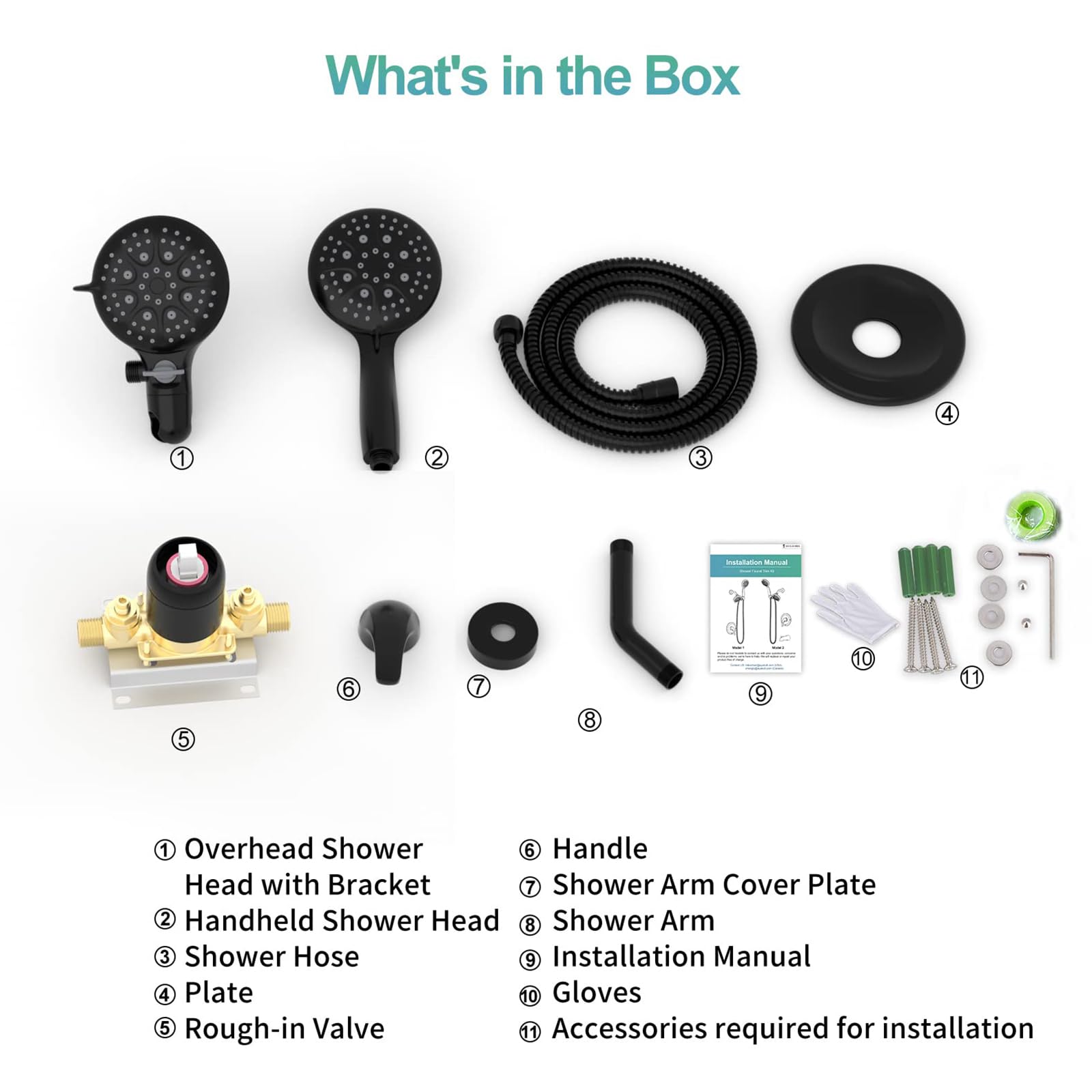 SR SUN RISE 6-Spray 3-Way Shower Faucet Combo with Handheld Shower Head and Matte Black Trim Kit (Valve Included) - Perfect for Bathroom Renovation and Modern Home Upgrade