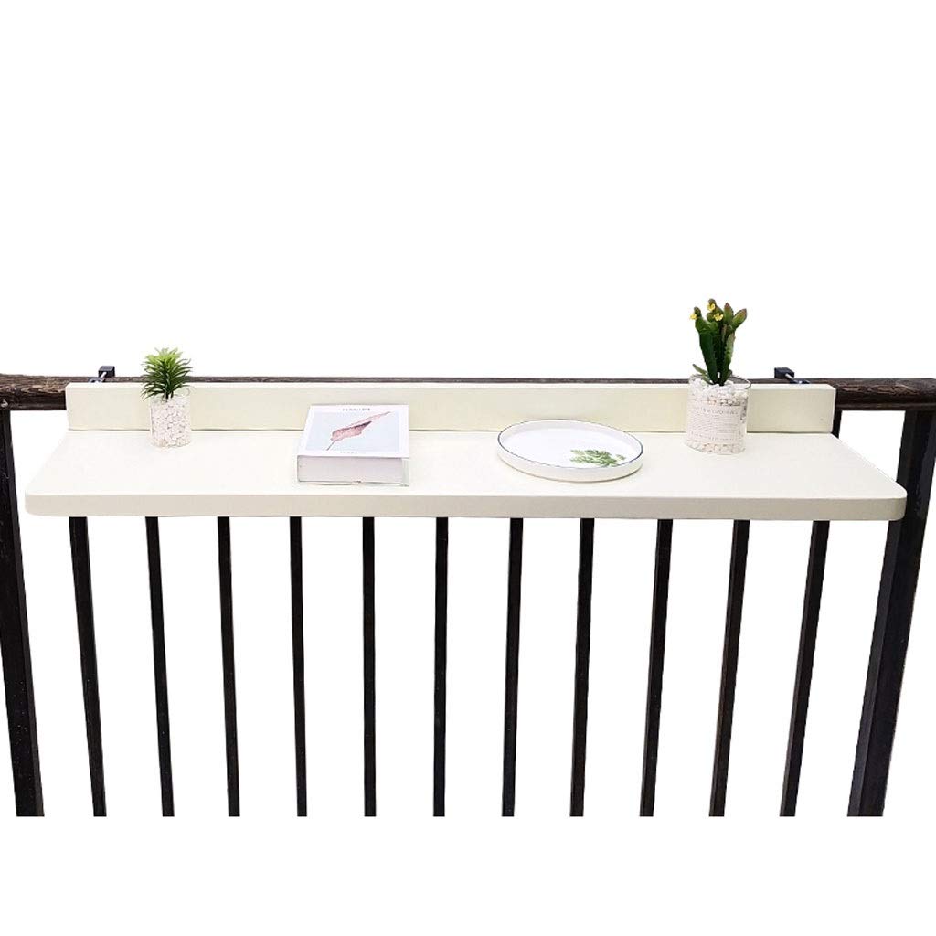 Adjustable Folding Wall Mounted Table - Space Saving Balcony Hanging Railing Table for Dining, Garden, BBQ - White (120 x 28 cm) - Perfect for Small Spaces, Outdoor Entertaining & Apartment Living