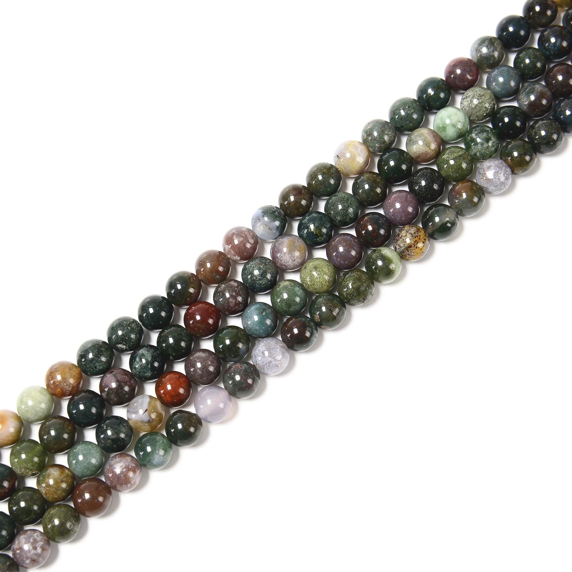 Natural Indian Agate Smooth Round Beads 4mm 6mm 8mm 10mm - 15.5 Inch Strand for Jewelry Making, DIY Bracelets, Necklaces & Healing Crystal Crafts