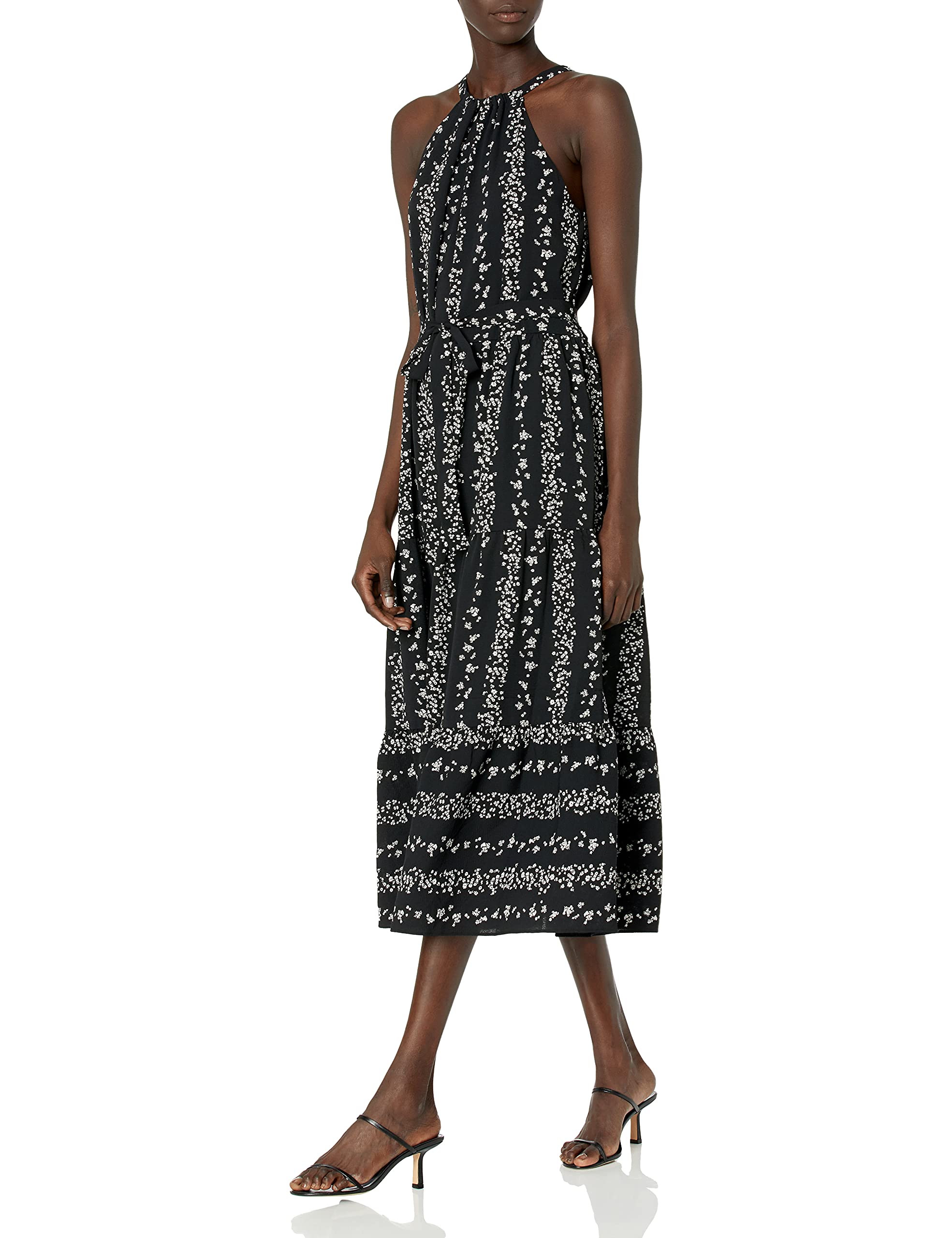 BCBGeneration Women's Woven Halter Maxi Dress - Flowy Summer Beach Dress with Side Slit, Boho Chic for Vacations, Parties & Date Nights