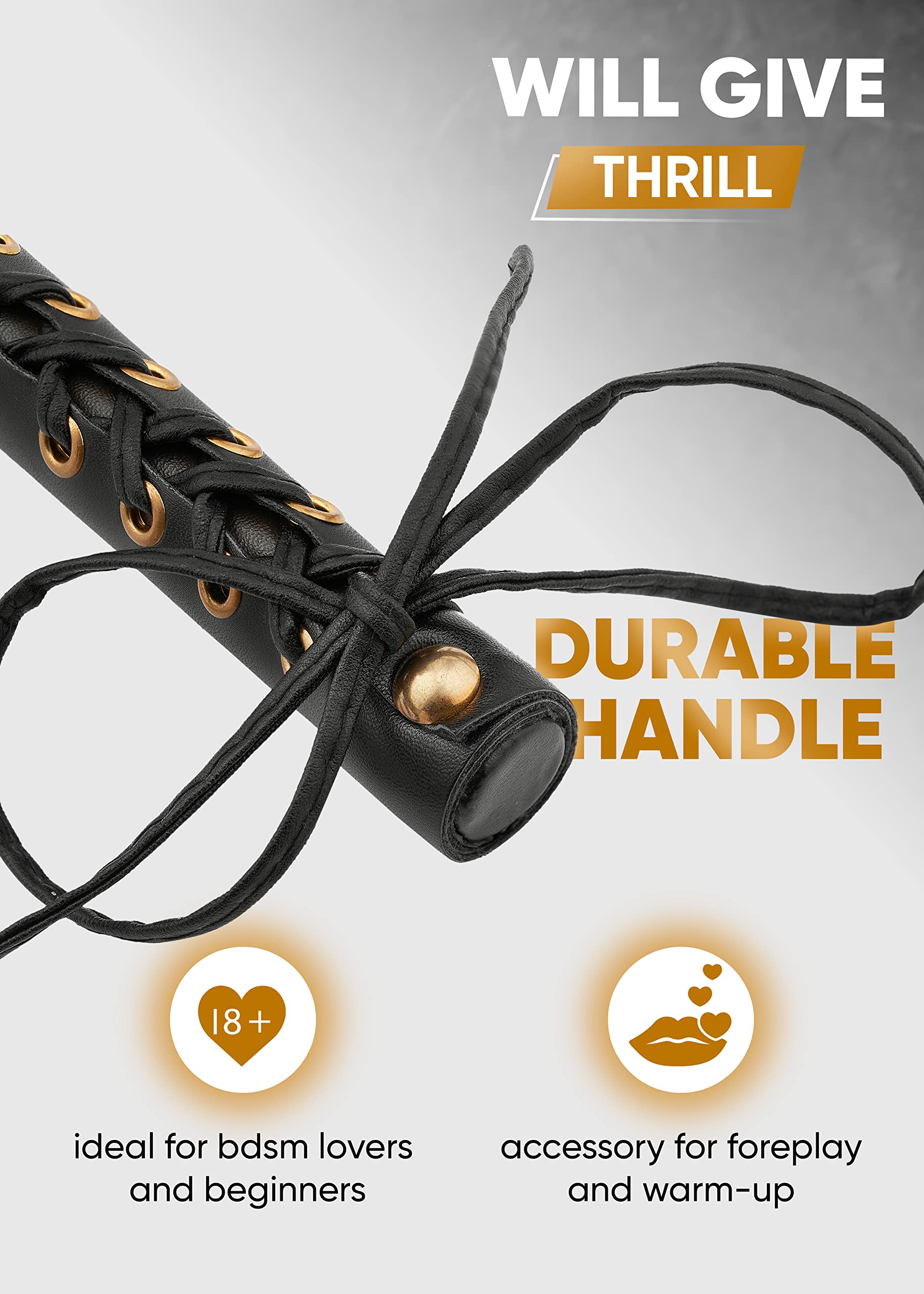 BDSM Whip for Couples - Faux Leather Flogger & Spanking Paddle - Adult SM Sex Toy for Sensual Play - Perfect for Bedroom Bondage, Fetish Exploration & Roleplay Scenes