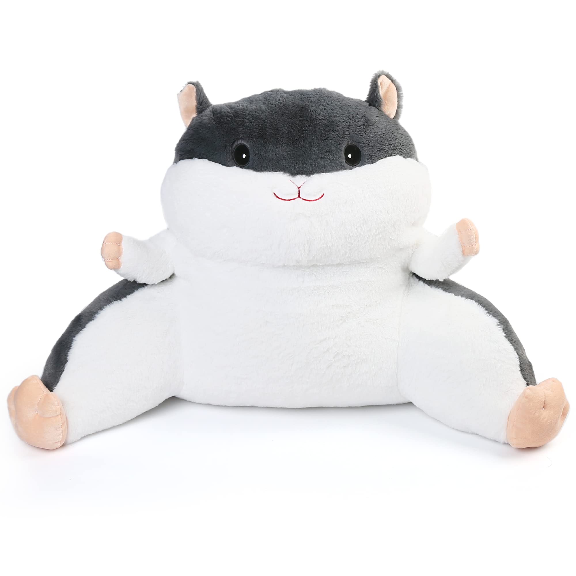 BenBen Reading Pillow for Kids, Teens & Adults - Soft Plush Bed Rest Pillow with Arms & Hamster Pattern - Perfect for Sitting Up in Bed, Reading, Watching TV & Relaxing