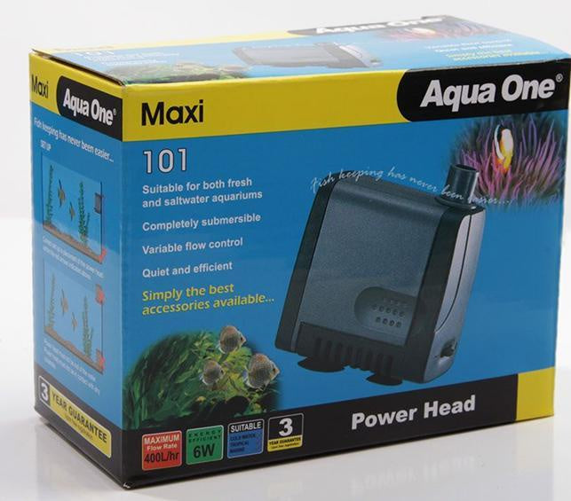 Aqua One Maxi Powerhead 101 - High Performance Submersible Water Pump for Aquariums & Fish Tanks - Ideal for Water Circulation, Filtration & Oxygenation in Freshwater & Saltwater Tanks