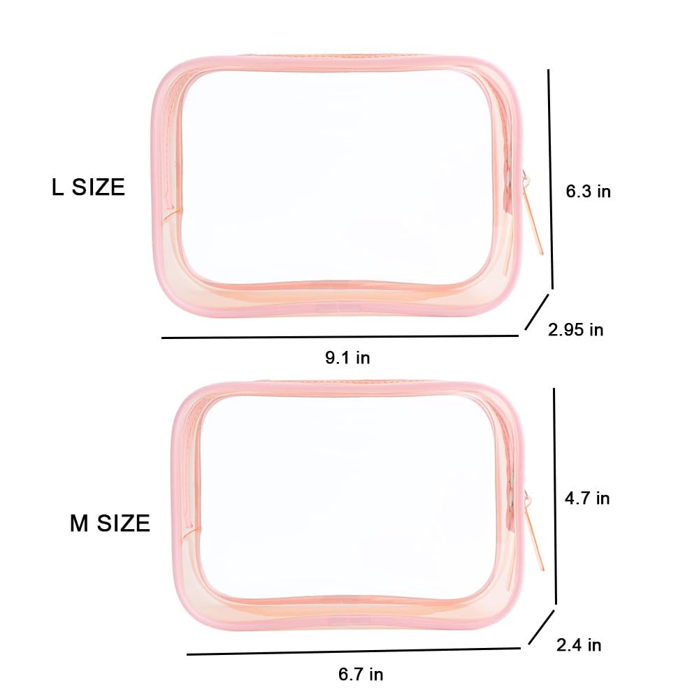 2 Pack Clear Makeup Bags - TSA Approved Travel Toiletry Organizer, Waterproof Cosmetic Bag for Carry-On, Beach & Gym Essentials | Perfect for Airports, Vacations & Daily Use