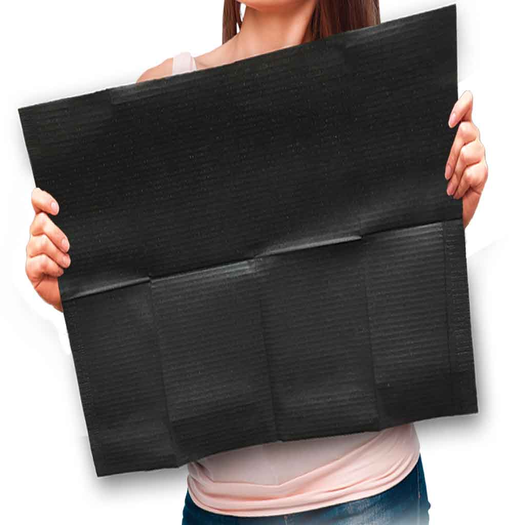 Adenna Disposable Dental Bibs - Black, 100 Count - Soft & Absorbent for Dentist Offices, Dental Clinics & Home Oral Care