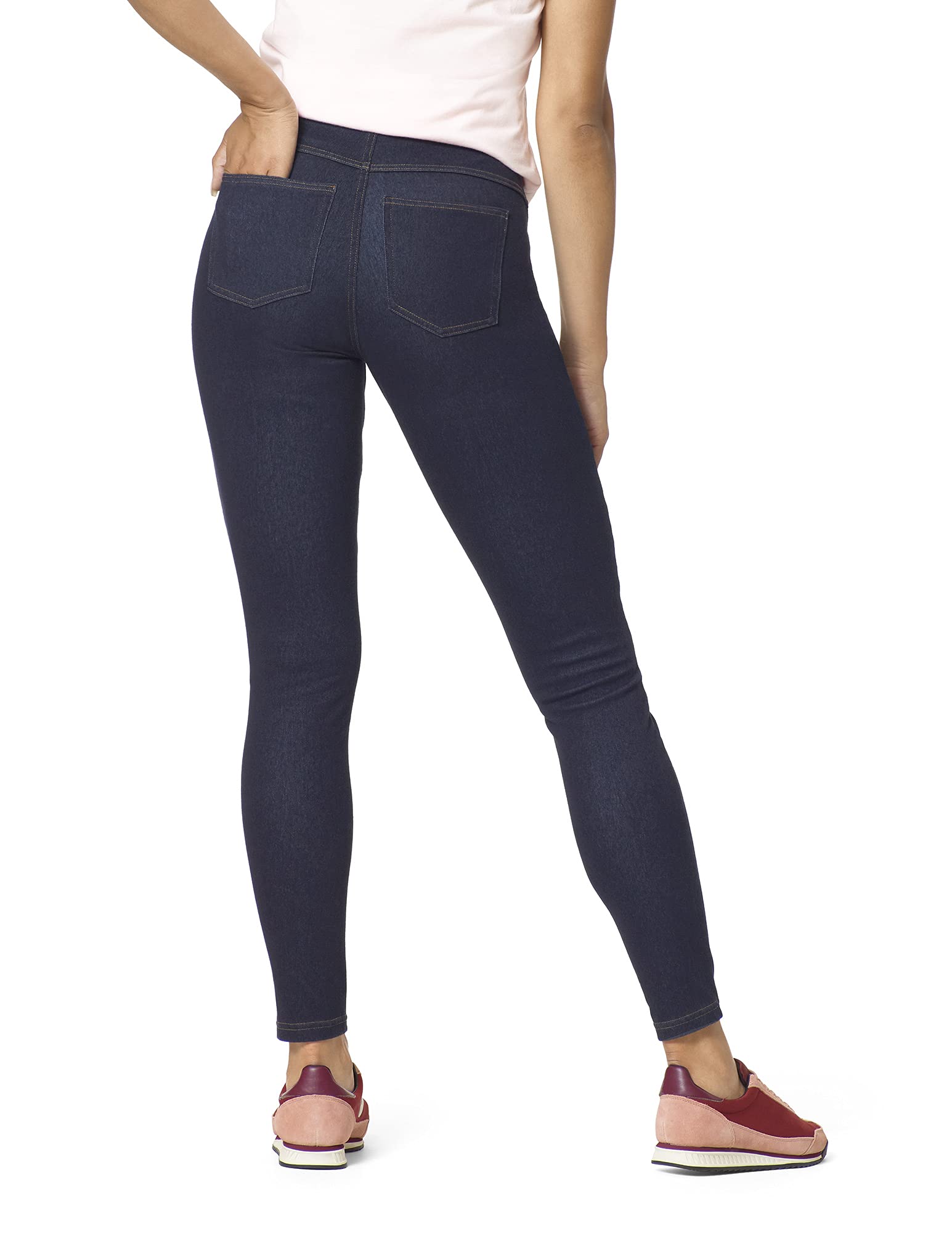HUE Women's Curvy Fit Jeans Leggings - Stretchy High Waist Jeggings for Plus Size, Comfortable Denim Pants for Everyday Wear, Work & Casual Outfits