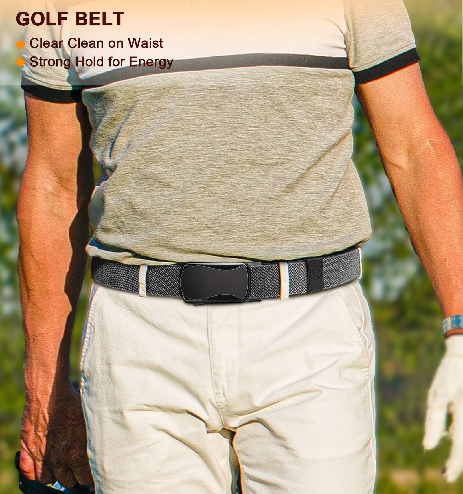 BULLIANT Men's Golf Belt - Stretch Nylon Ratchet Belt for Golf & Hiking