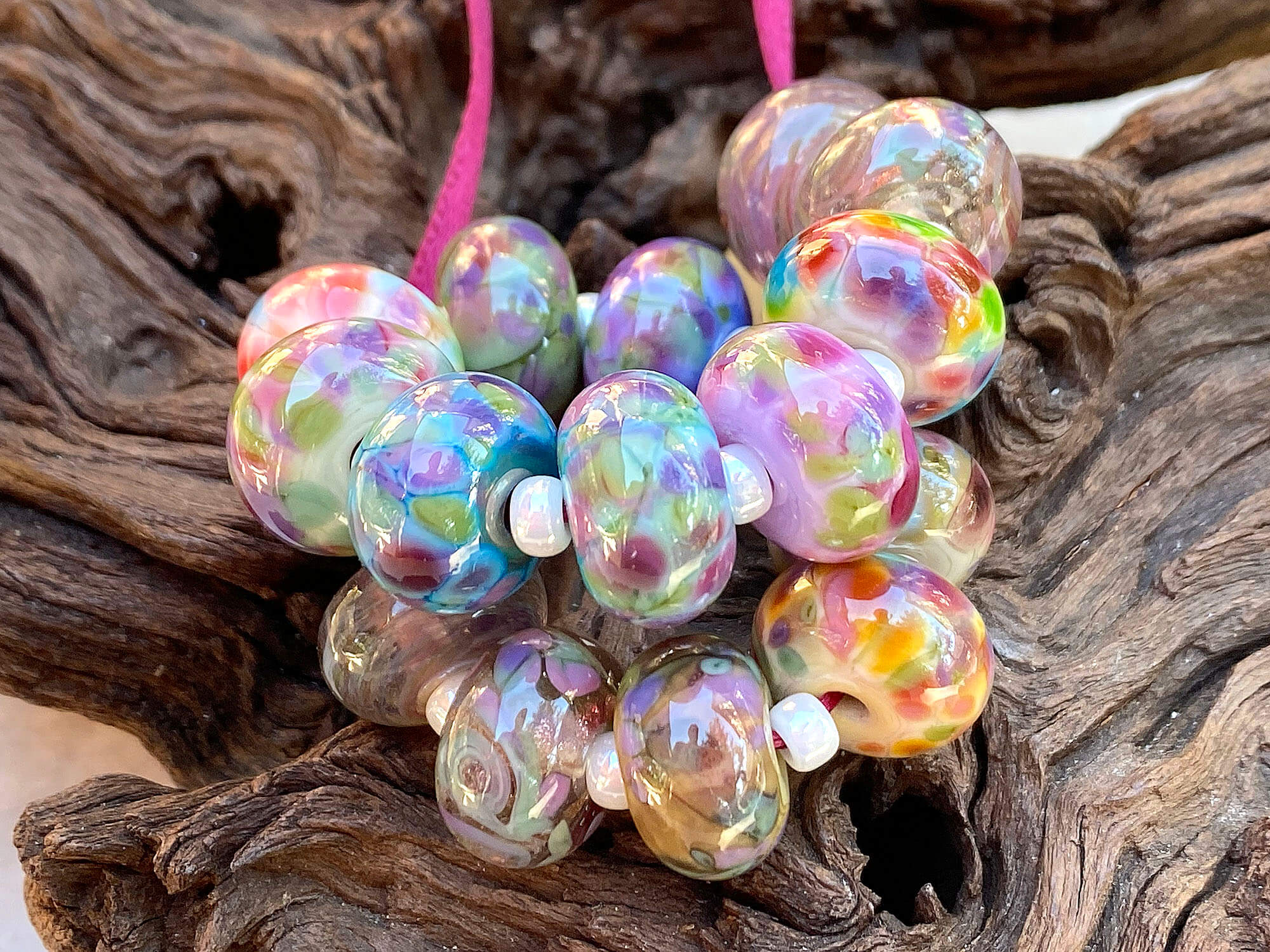 Pastel Mosaic Mix Lampwork Glass Beads Set for Jewelry Making - DIY Bracelet, Necklace & Craft Projects (SRA) | Perfect for Handmade Gifts, Boho Style Accessories & Beading Kits
