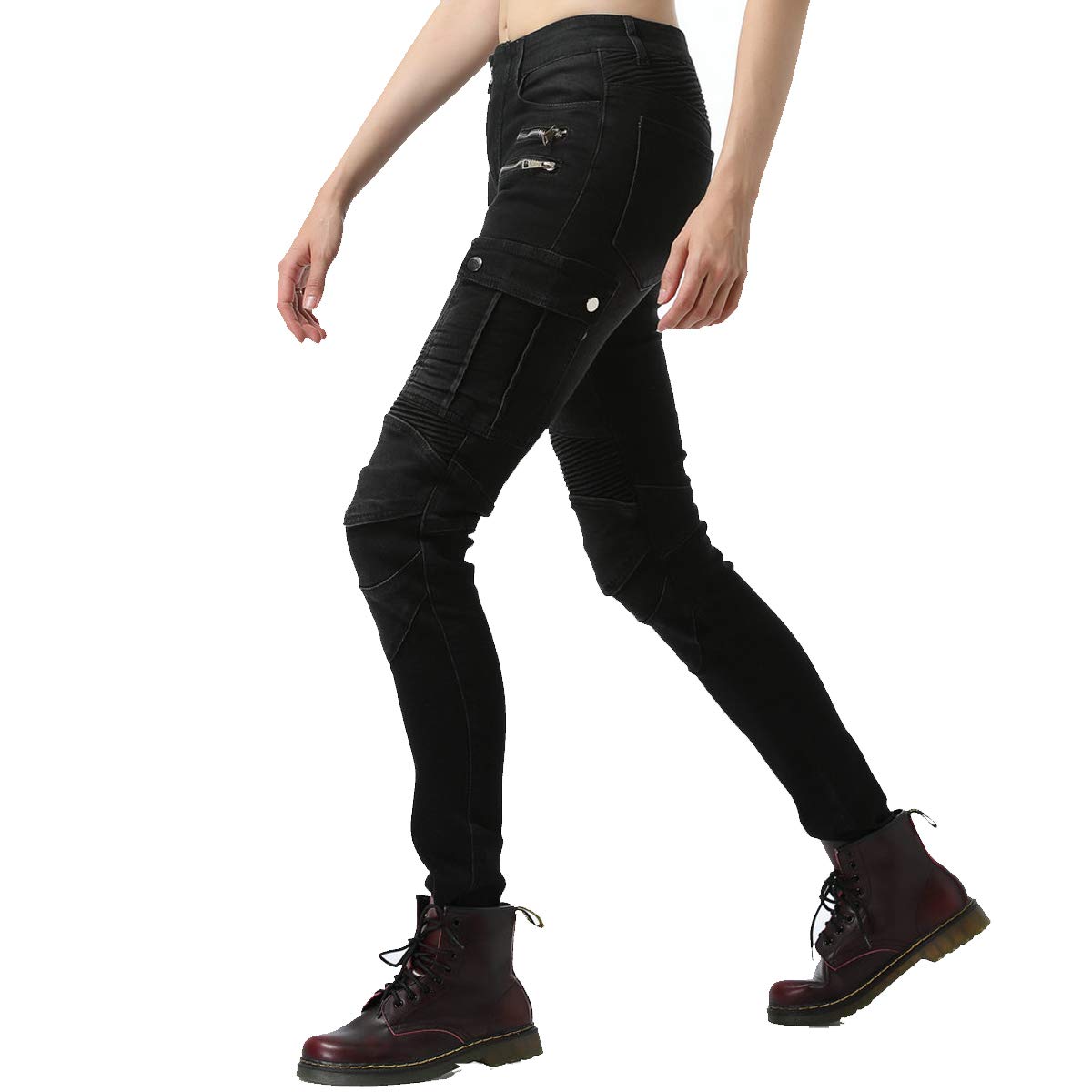 Takuey Women's Motorcycle Riding Jeans - Motocross & Racing Protective Pants with CE Armor (Size 27, Black) | Perfect for Street Biking, Commuting & Adventure Tours