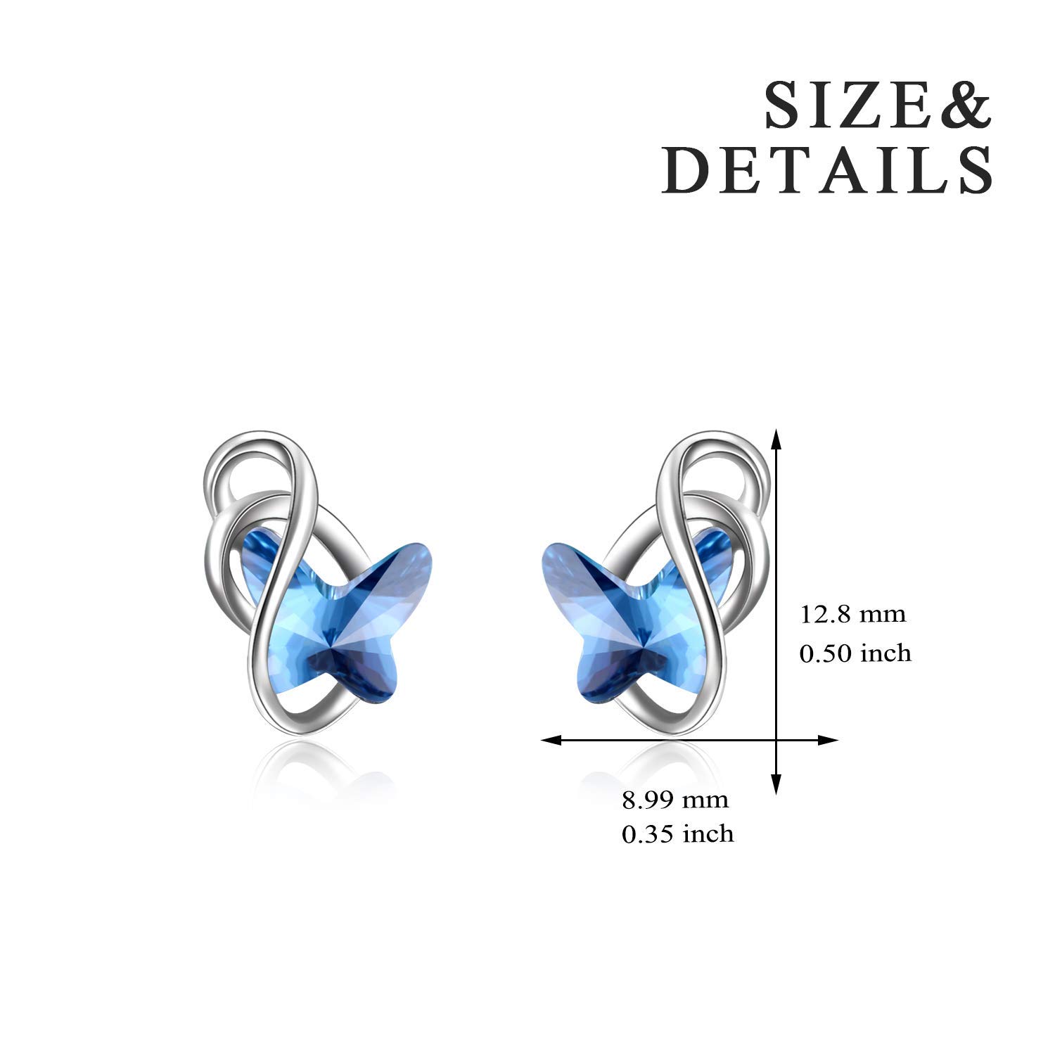 Hypoallergenic Sterling Silver Infinity Butterfly Stud Earrings with Austrian Crystals - Elegant Jewelry Gift for Women, Perfect for Anniversaries, Birthdays & Everyday Wear
