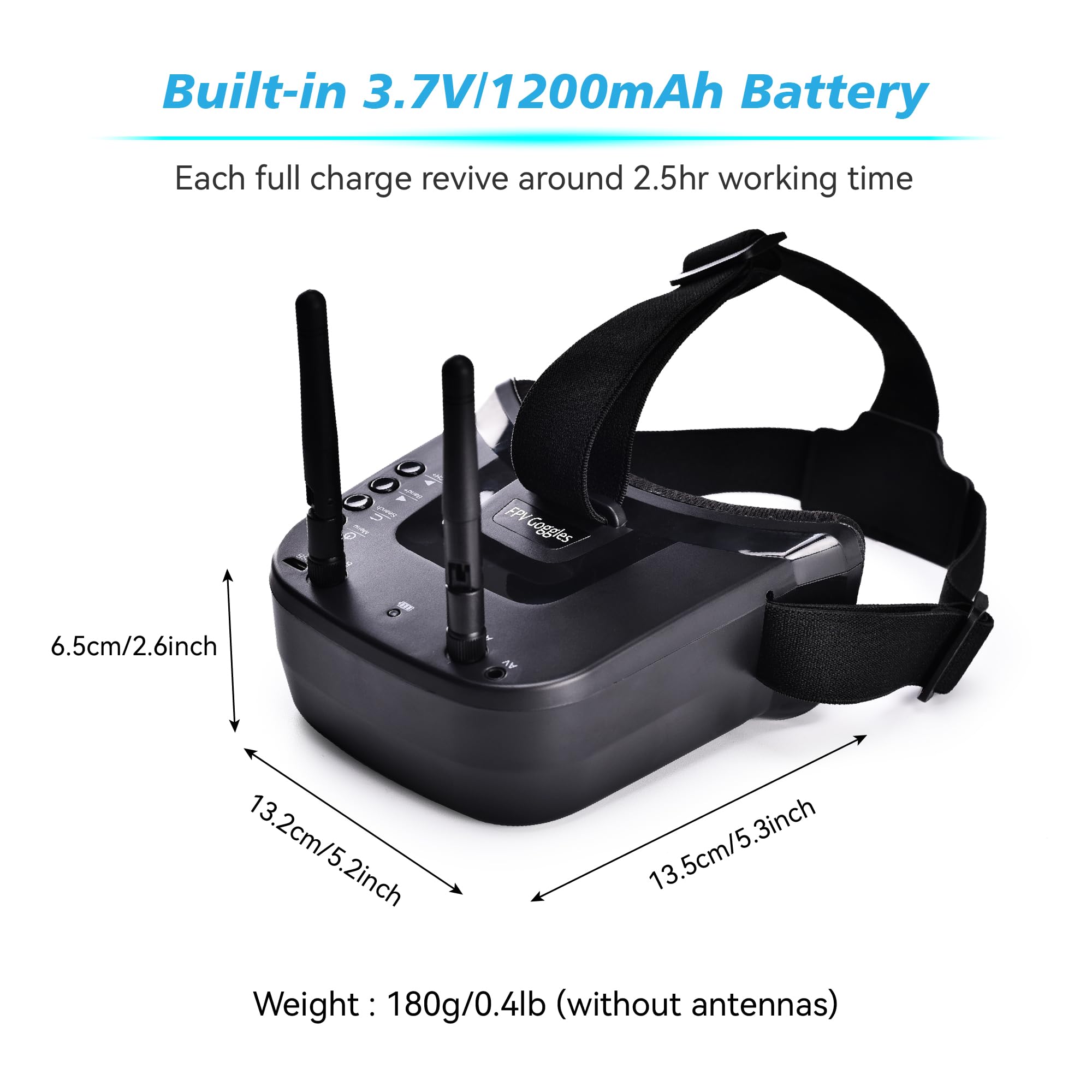 5.8G FPV Goggles with Dual Antennas - 3 Inch HD Screen, 40CH Auto-Scan, Built-in Battery for Analog FPV Drones, RC Cars & Airplanes | Immersive First-Person View Experience for Racing & Aerial Photography by SpeedyBee