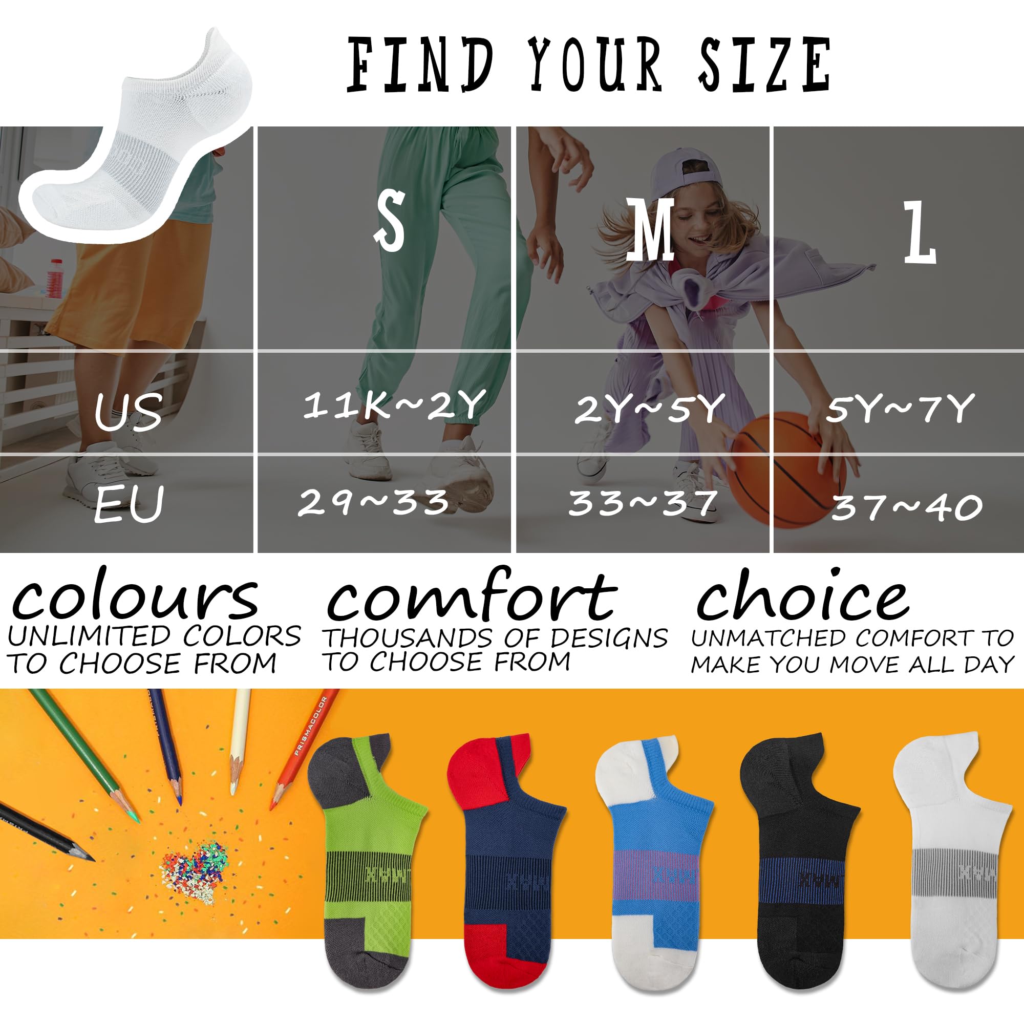 Coolmax Bamboo Viscose Kids No Show Socks - Breathable Compression Athletic Running Socks for Boys & Youth - Ankle Cushion Sports Socks for School, Gym & Daily Activities