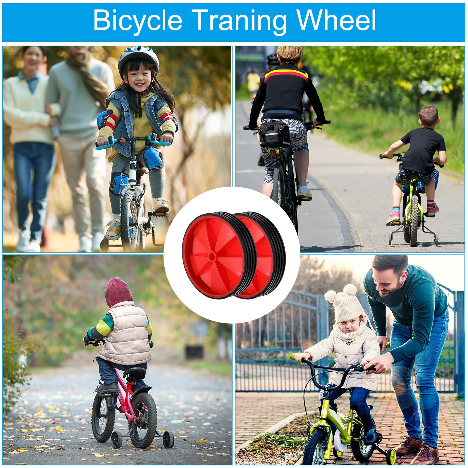 PATIKIL Bike Training Wheels for Kids - Adjustable Bicycle Stabilizer Wheels for Balance Training, Replacement Parts for Girls & Boys Bikes - Perfect for Learning to Ride Safely in Parks & Neighborhoods