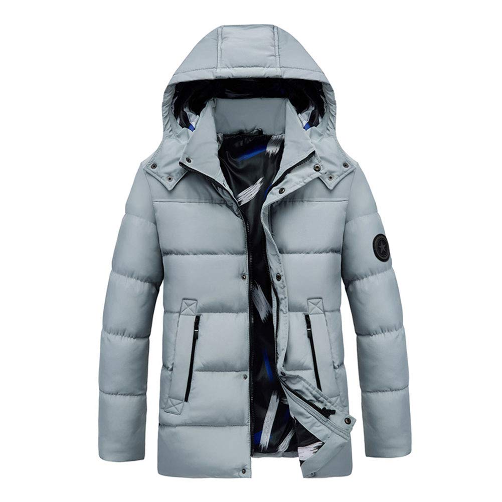 USB Heated Jacket for Men - Lightweight Windproof Electric Heating Down Winter Coat with Hood for Skiing, Hiking, Motorcycle & Outdoor Travel - Gray XXXL (Power Bank Not Included) - Stay Warm in Cold Weather for Work, Commuting & Winter Sports