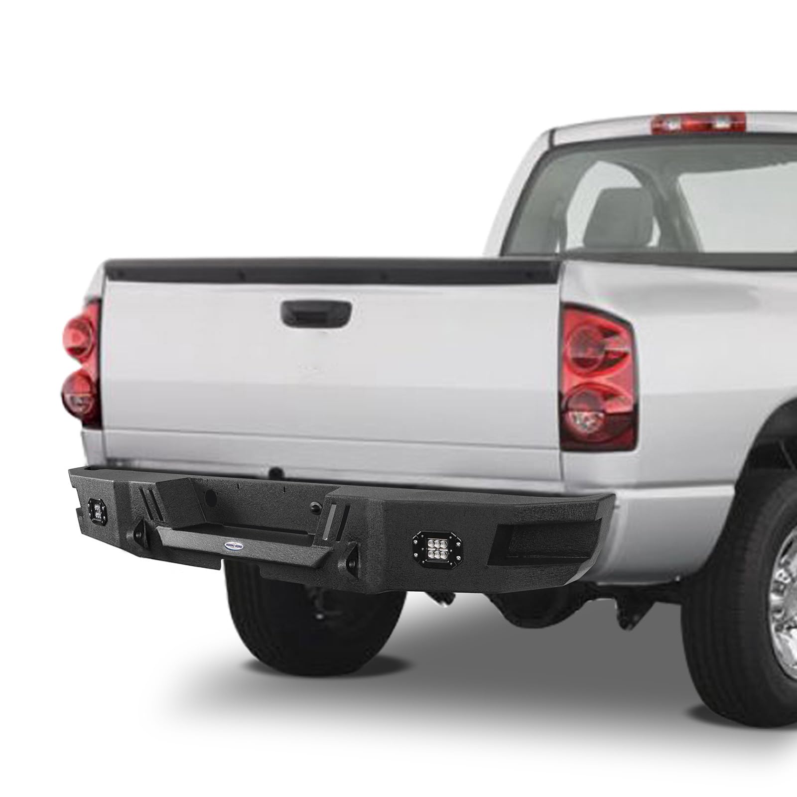 Hooke Road Heavy Duty Steel Rear Bumper for 2002-2008 Dodge Ram 1500 Pickup Truck - Durable Off-Road Protection & Towing Upgrade - Perfect for Off-Roading, Overlanding & Work Trucks