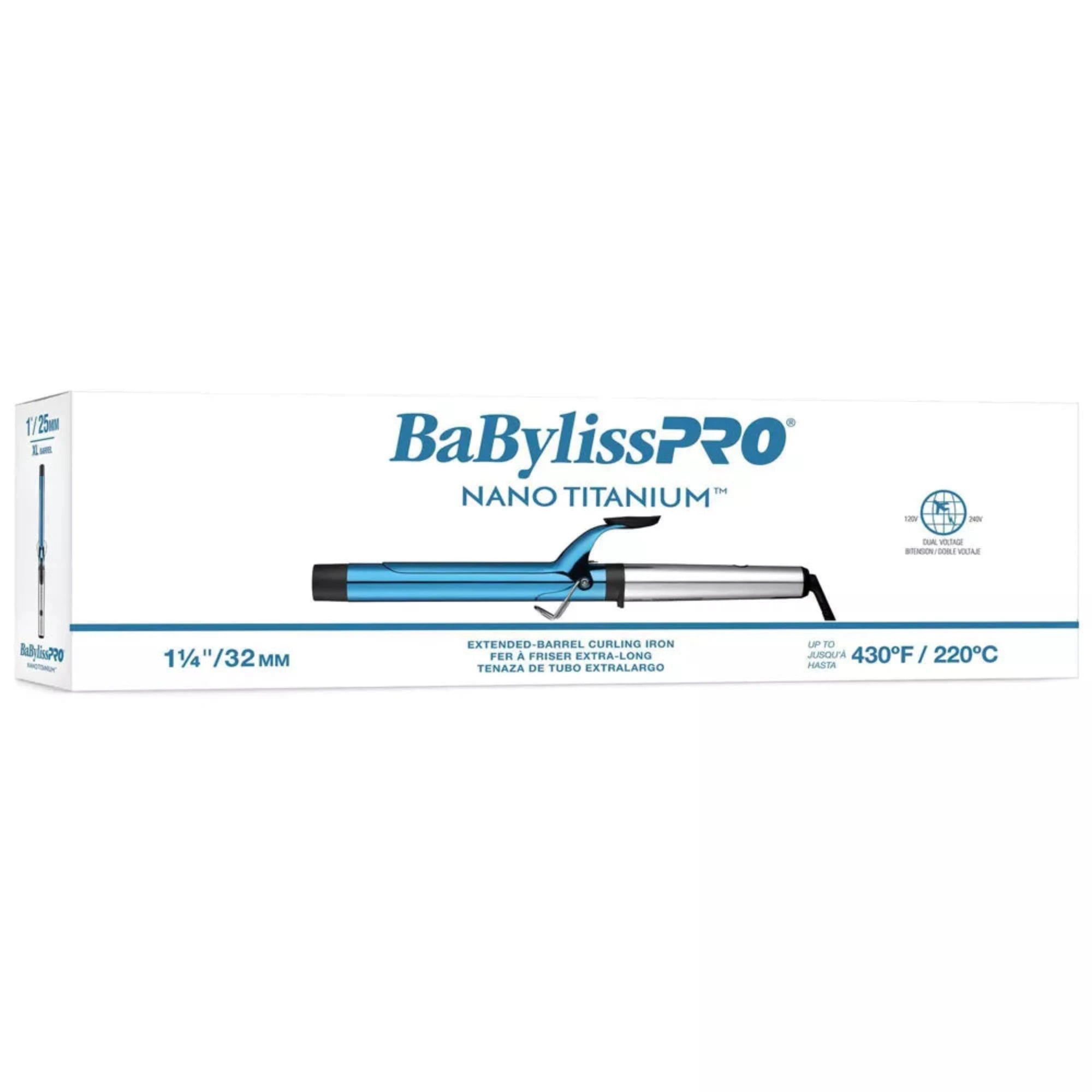BabylissPRO Nano Titanium 1.25 Inch Extended Barrel Curling Iron for Long Hair - Professional Salon Quality Styling Tool (Model BNTW125XLUC) - Perfect for Creating Beach Waves, Curls & Volume at Home