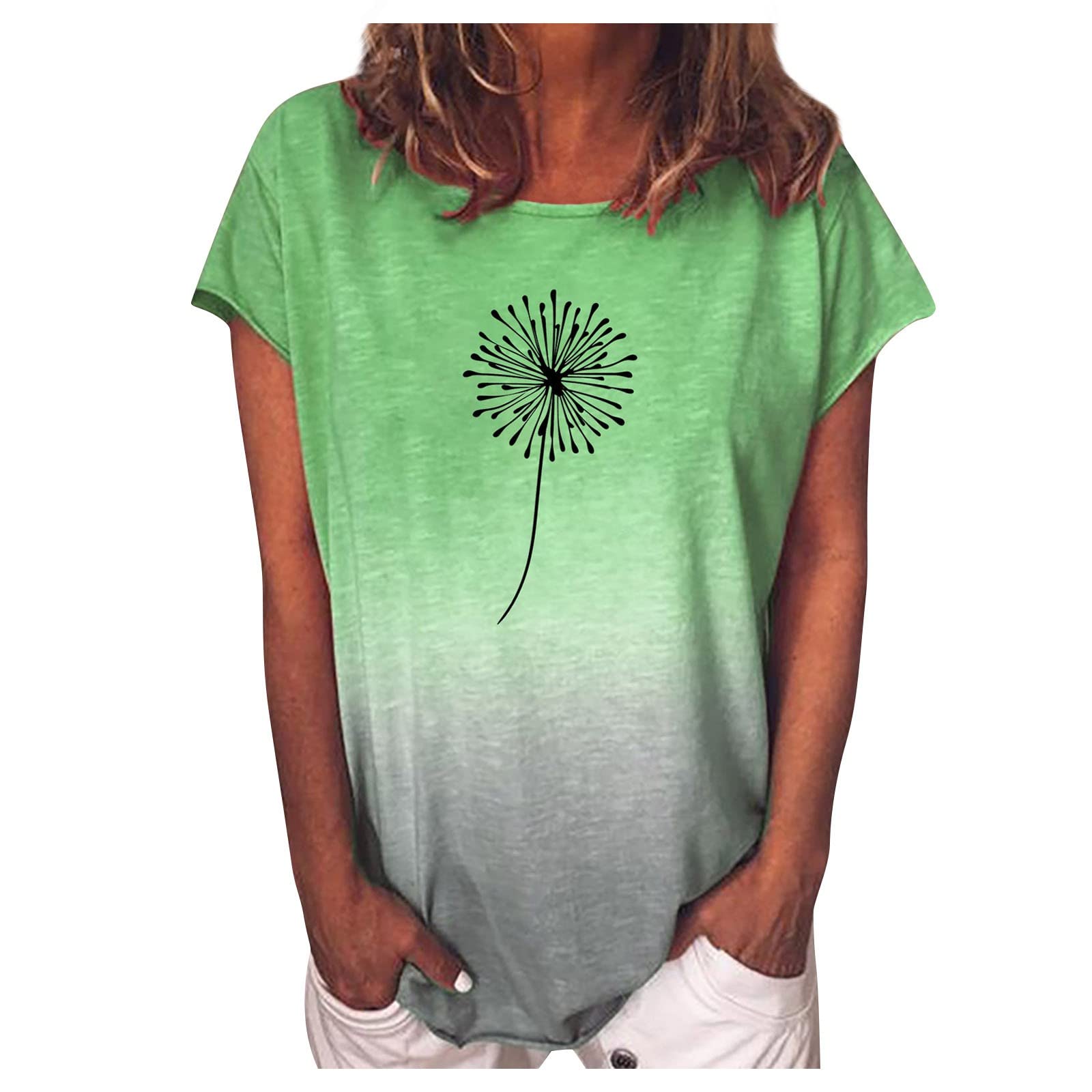 Women's Summer Tops - Soft Scoop Neck Knit T-Shirts, Casual Loose Short Sleeve Blouses & Camis | Perfect for Beach Outings, Weekend Wear & Layering