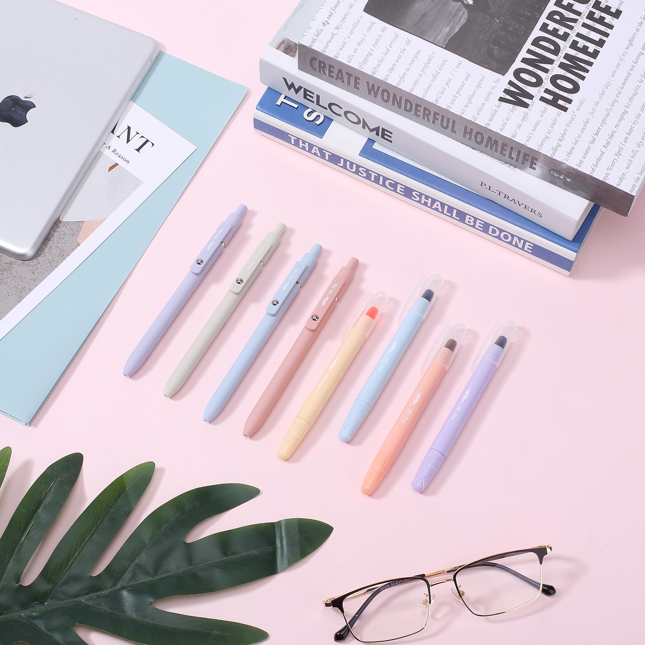 Mr. Pen- 8 Pack Pastel Gel Highlighters & Pens, No Bleed Through, Bible Journaling & Note Taking Kit for Students, Office & Church Use