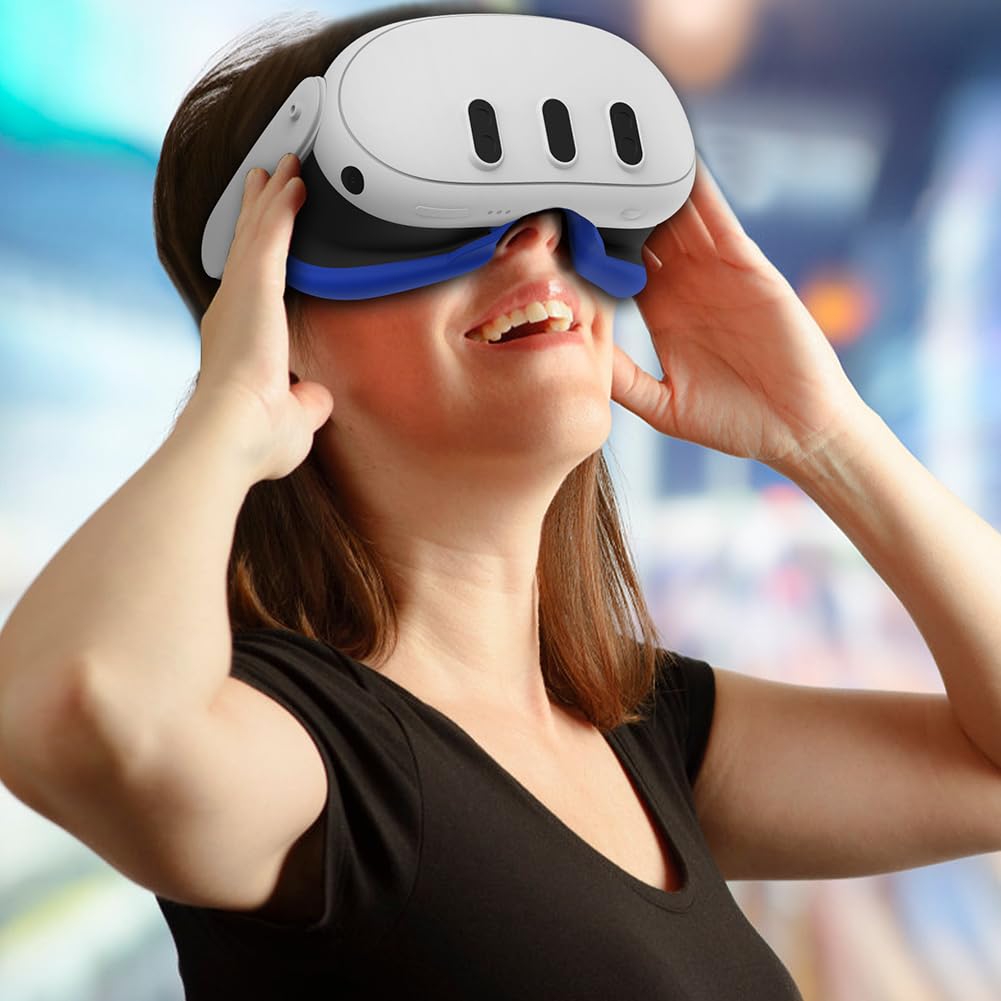 Meta Quest 3 VR Headset Silicone Face Cover - Washable & Sweatproof Replacement Mask with Light Blocking Nose Pad - Perfect for Gaming, Fitness VR & Extended Play Sessions