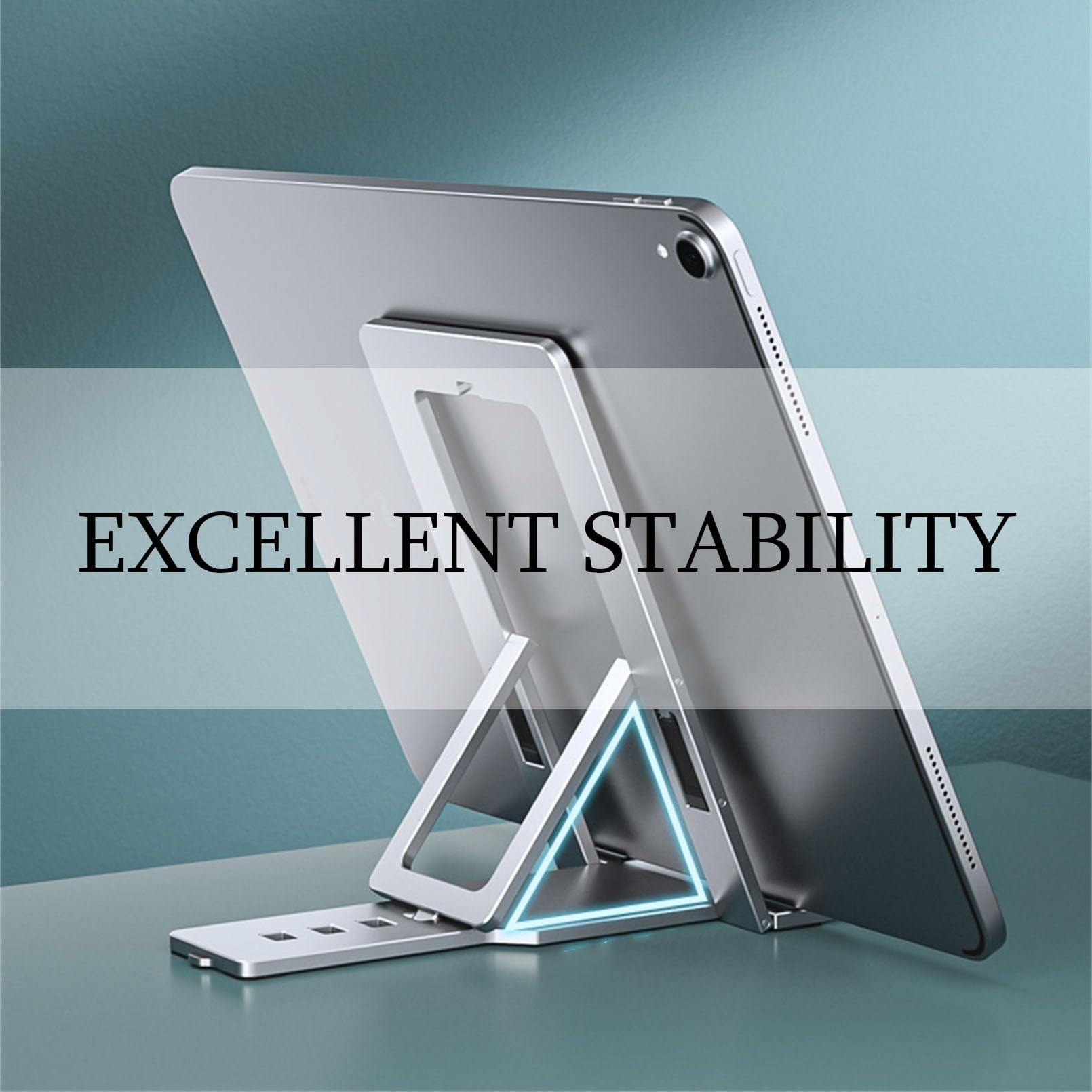 Foldable Aluminum Phone Stand Holder - Adjustable Portable Bracket for iPhone, iPad, Tablets - Perfect for Desk, Office, Home & Travel Use (Gray)