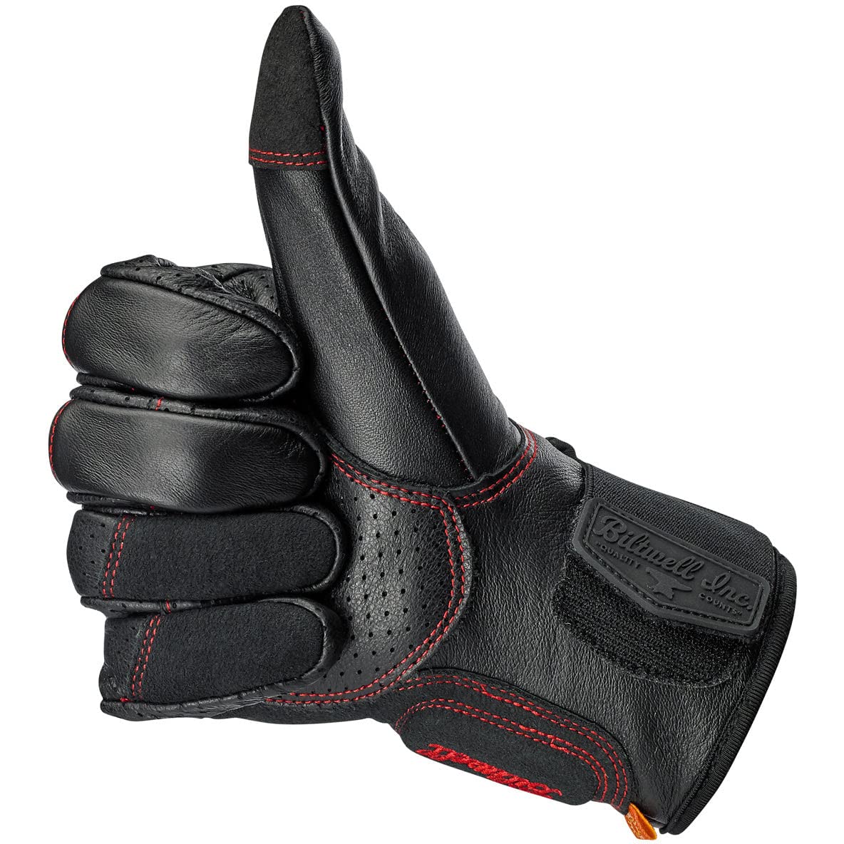 Biltwell Borrego Motorcycle Gloves - CE Certified, Abrasion Resistant, Shock Absorbing, Hard Knuckle Protection (Redline) - Ideal for Street Riding, Cruisers & Adventure Biking
