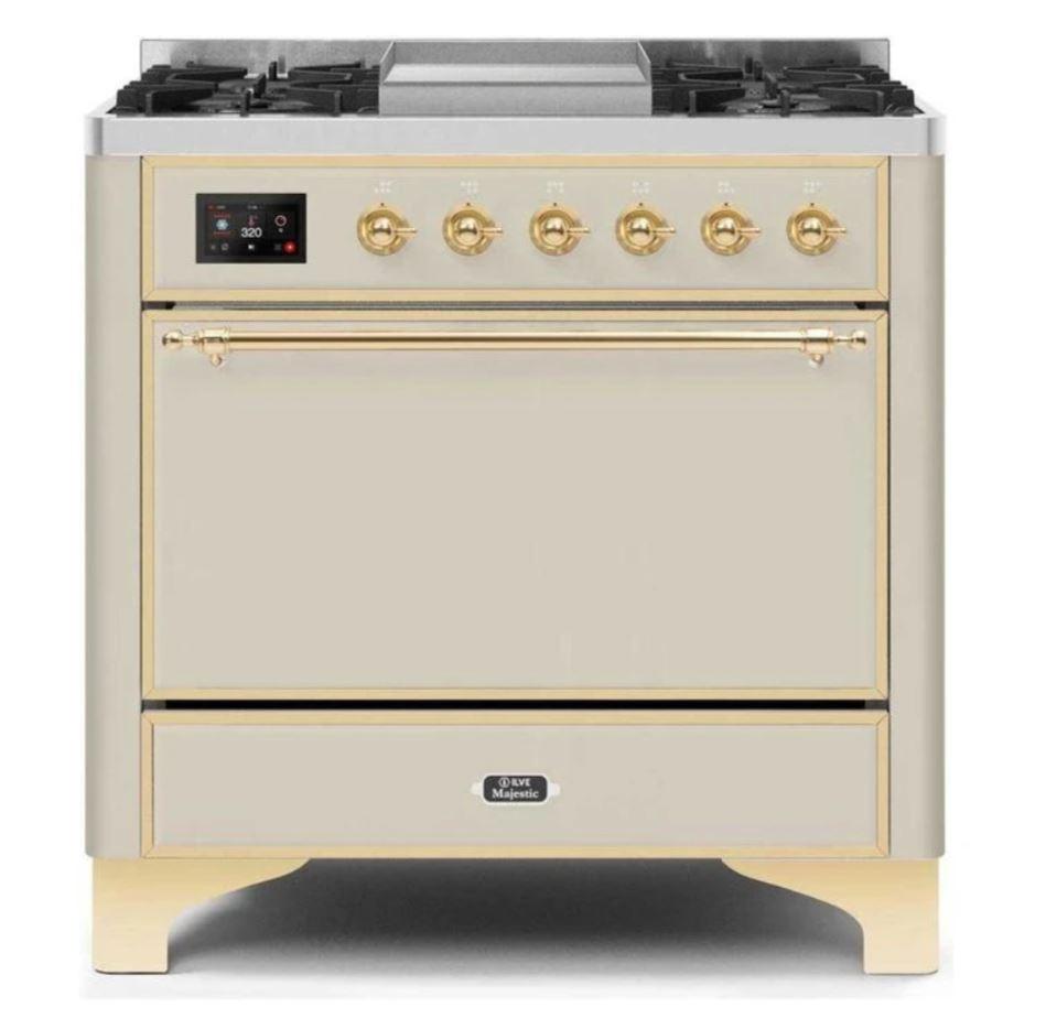 ILVE 36 Inch Majestic II Series Natural/Propane Gas Cooktop with 6 Sealed Burners & Electric Oven - Stainless Steel Range (UM09FDQNS3) - Perfect for Home Kitchens, Restaurants, and Culinary Enthusiasts