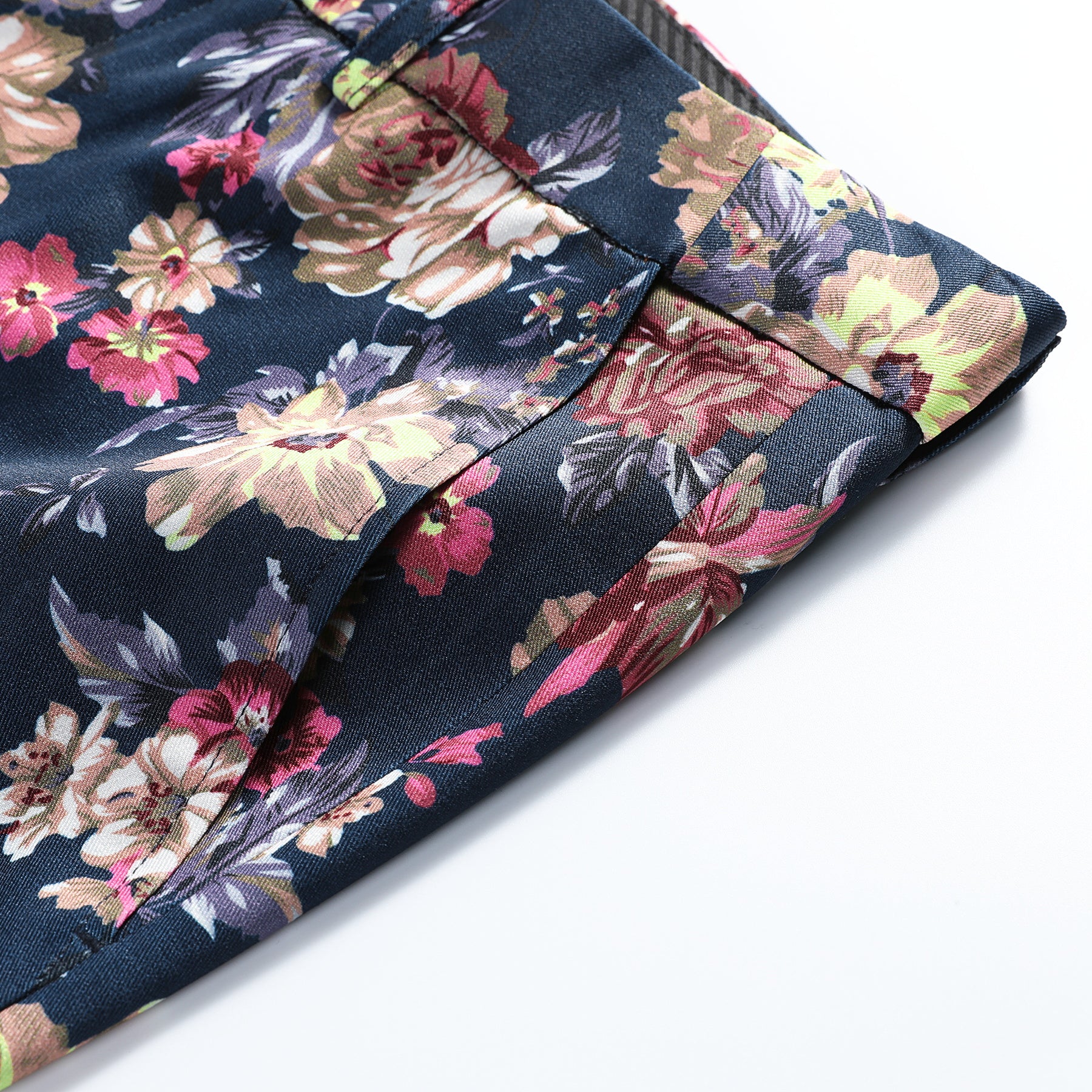 Slim Fit Floral Print Pants for Women - Navy Blue Casual Trousers for Office, Travel & Everyday Wear
