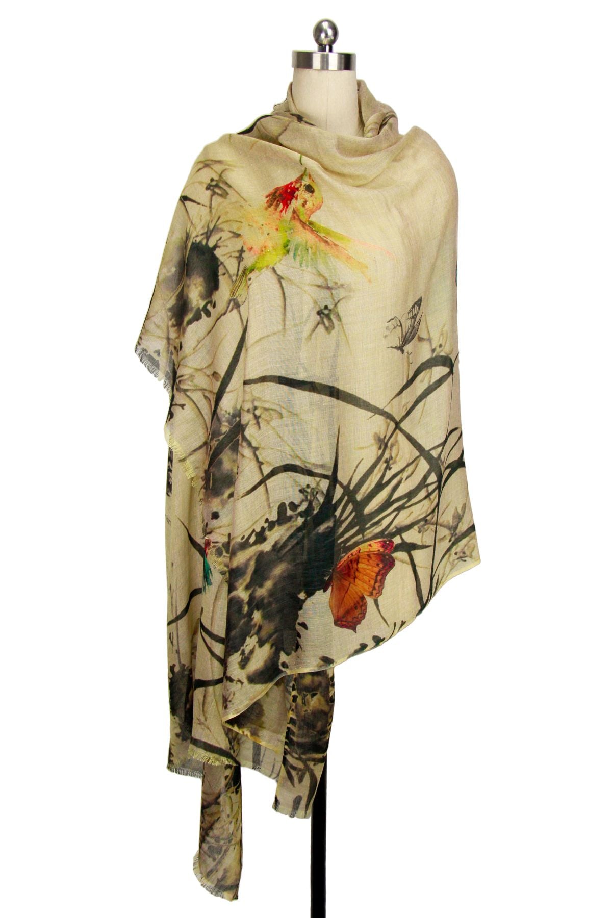 Butterfly Garden Scarf - Elegant Floral Print Fashion Scarf for Women - Perfect for Spring Outfits, Weddings & Special Occasions