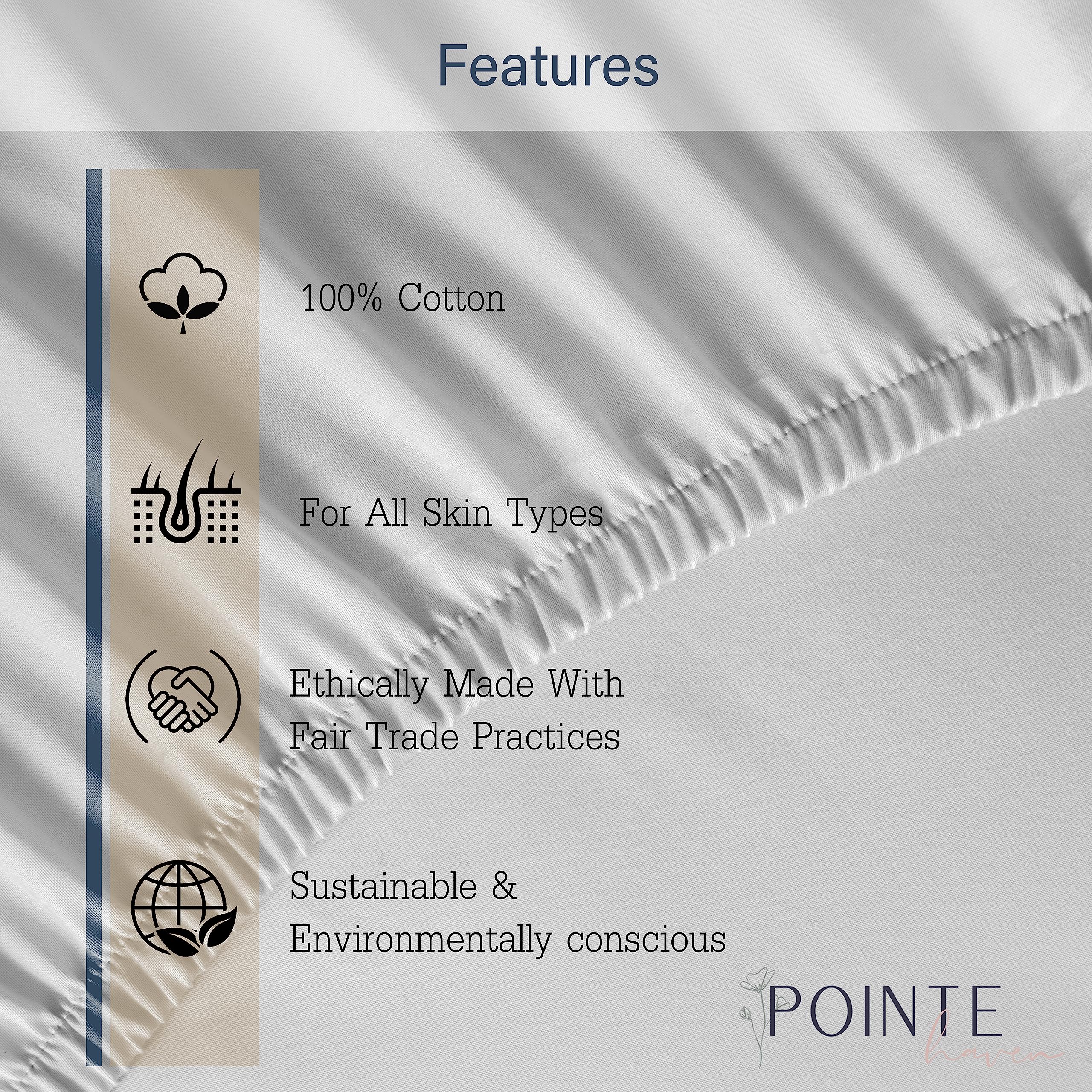 Pointehaven 100% Cotton Percale Printed Bed Sheet Set with Pillowcases - Soft Breathable Twin XL Deep Pocket Sheets (18 Inch) for Comfortable Sleep - Perfect for Guest Rooms, Dorms & Cozy Bedrooms (Blue)