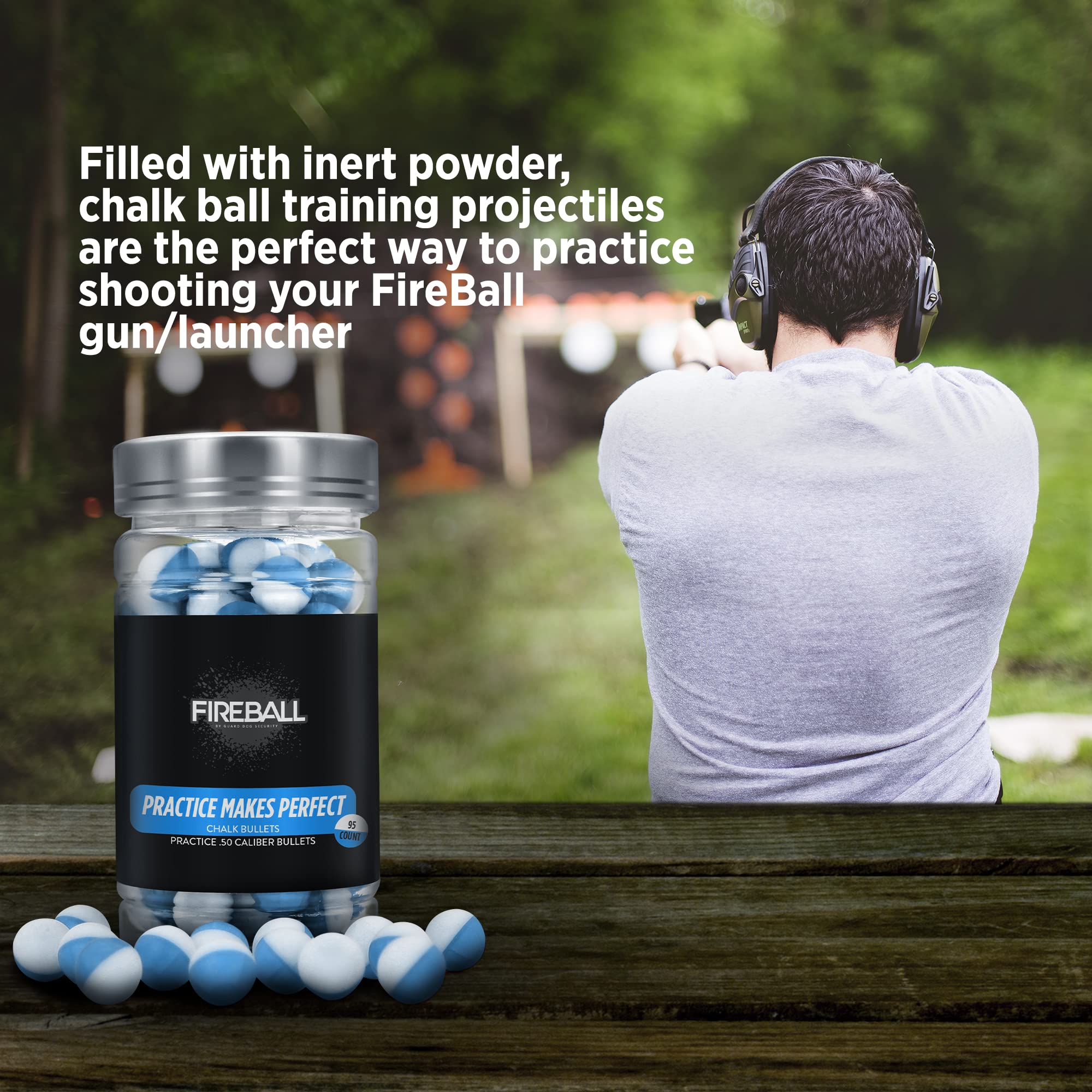 Guard Dog Security Inert Ball - Non-Lethal .50 Cal Training Ammo for Pepper & Paintball Guns - Self Defense & Practice