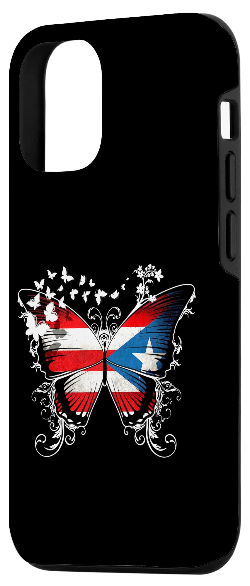 iPhone 12/12 Pro Case with Puerto Rico Flag & Butterfly Design - Stylish Protective Cover for Travel, Daily Use & Showing Puerto Rican Pride