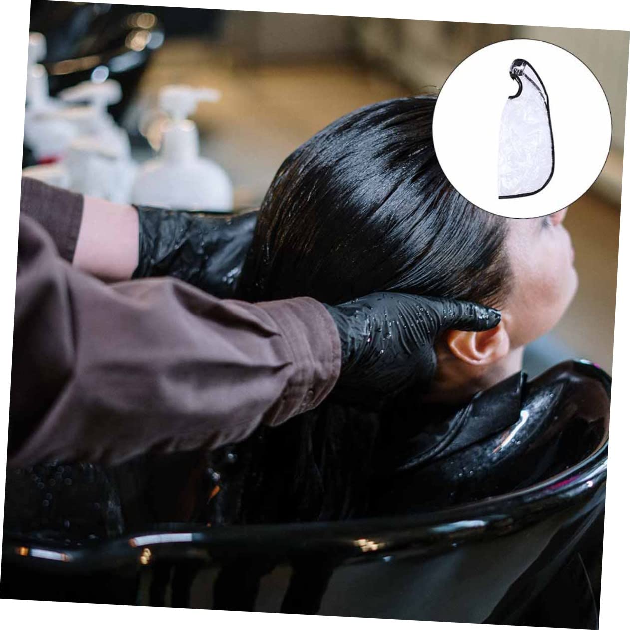 6 Pcs Adjustable Hair Shampoo Bib for Elderly - PP Plastic Hair Dye Funnel & Color Depositing Shampoo Cape - Salon Styling & Hair Care Accessories for Home & Professional Use