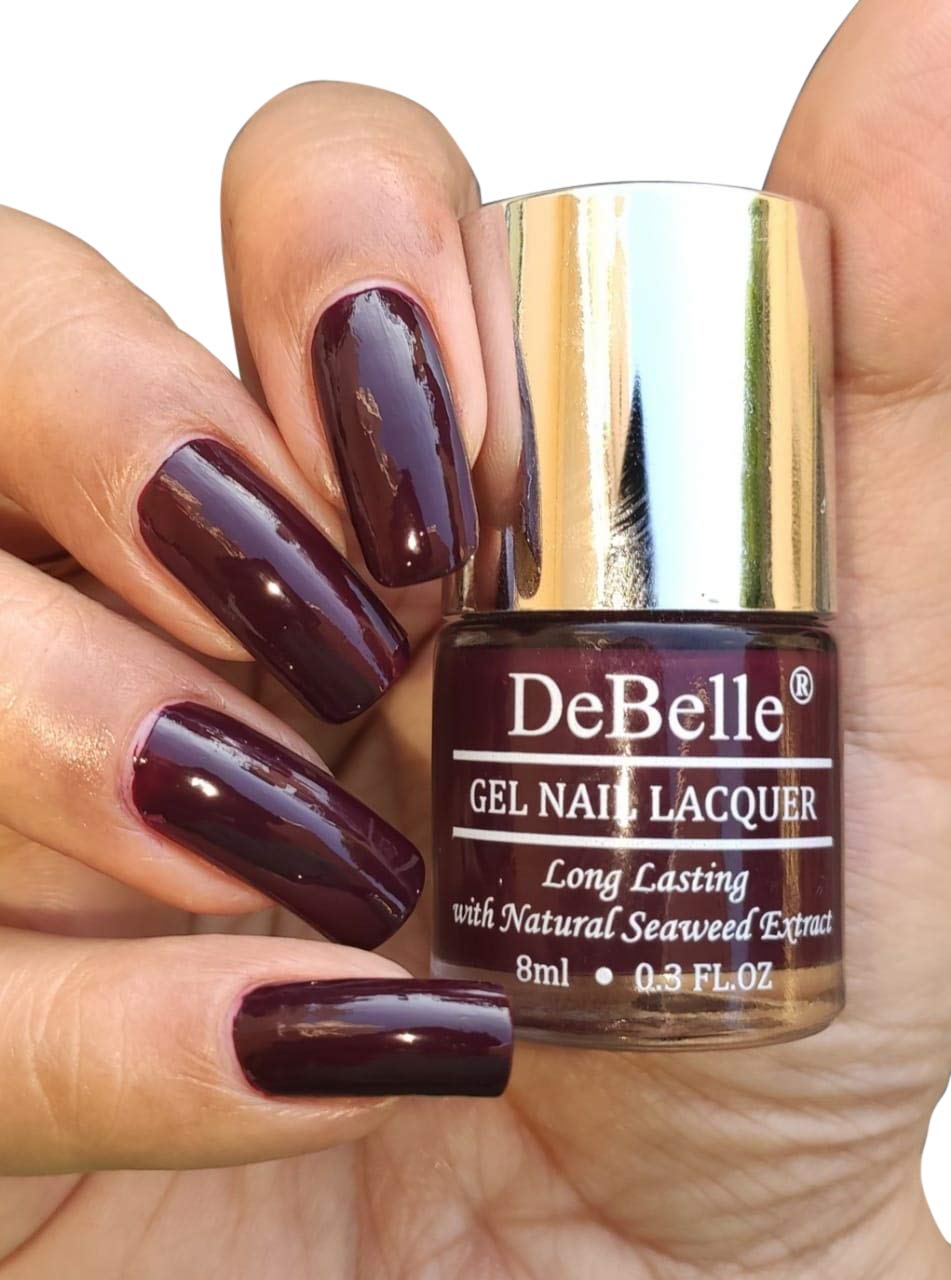 DeBelle 6-Piece Nail Polish Set - Dark Grey, Maroon, Pink & More | 48ml Total (8ml Each) | Long-Lasting Shimmer & Glossy Finish | Perfect for Parties, Weddings & Everyday Wear