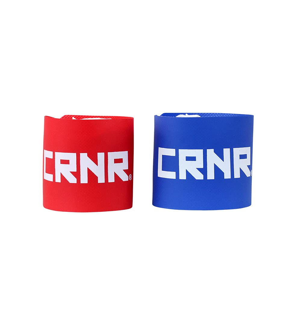 Combat Corner 4-Pack CRNR Tournament Ankle Bands (2 Red & 2 Blue) - Soft Vinyl Wrestling Score Bands with Hook & Loop Closure - Perfect for MMA, BJJ & Wrestling Competitions