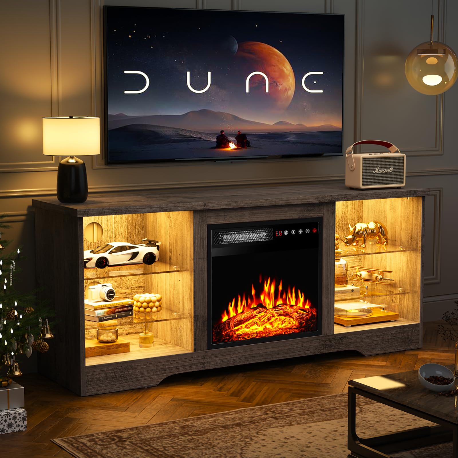 Modern Fireplace TV Stand with 18