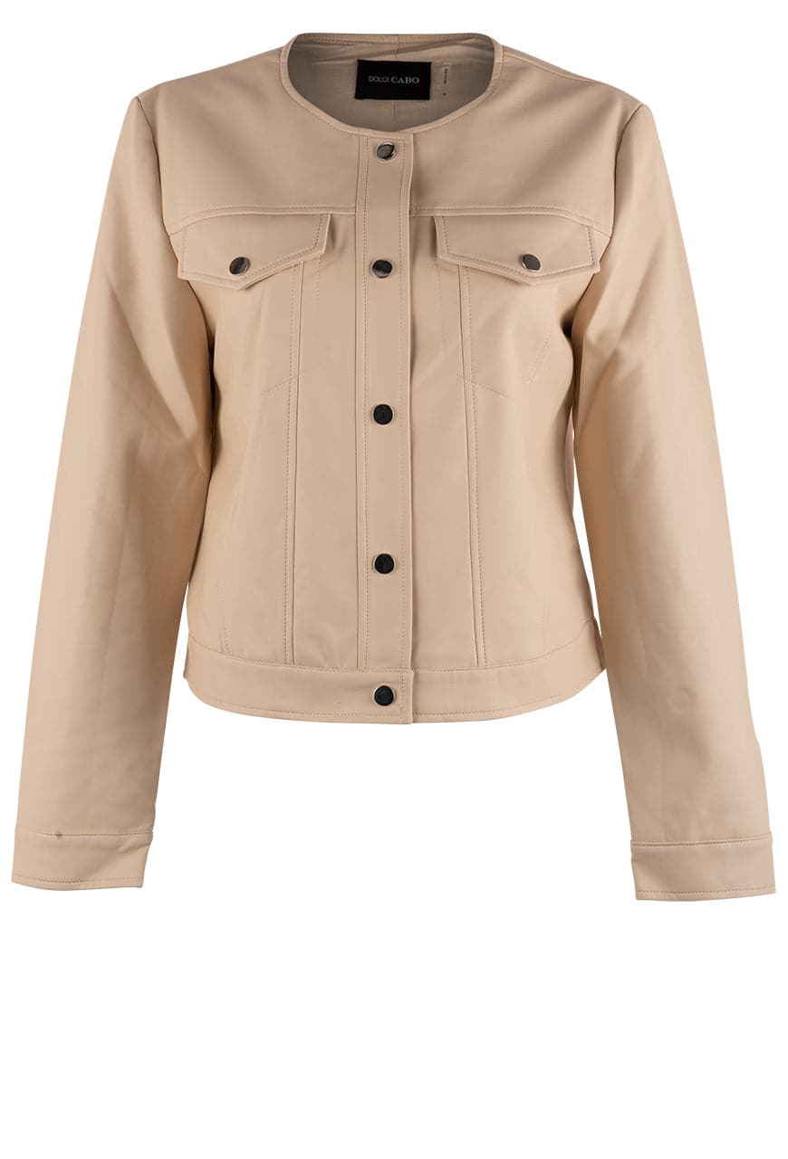 Dolce Cabo Faux Leather Jacket Women's Cream - Stylish Vegan Leather Coat for Casual Outings, Date Nights & Fall Fashion