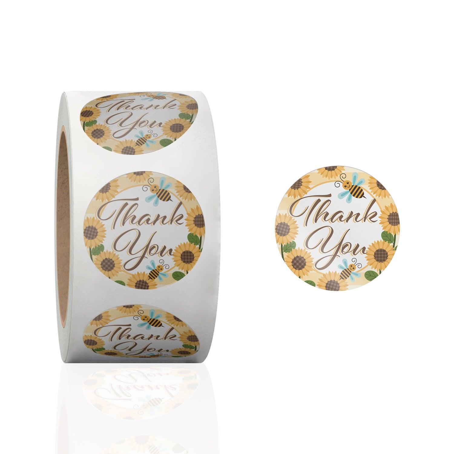 Sunflower and Bees Thank You Stickers - Waterproof Vinyl Decals for Laptops, Water Bottles & Gifts - Perfect for Teachers, Friends & Appreciation Gifts