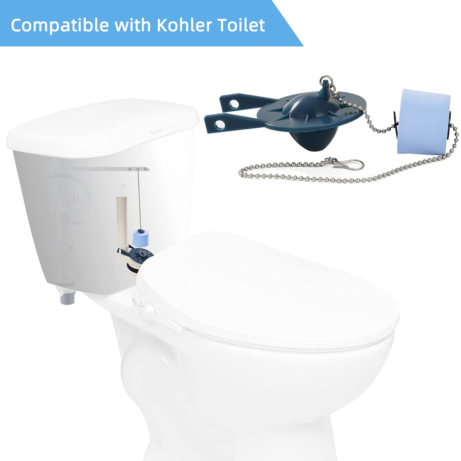 Hibbent 2-Pack 2 Inch Toilet Flapper Replacement - Compatible with Kohler Toilet Tank Flappers with Float - Universal Fit for 2-Piece Toilets - Blue Color - Perfect for Bathroom Repairs & Water Conservation