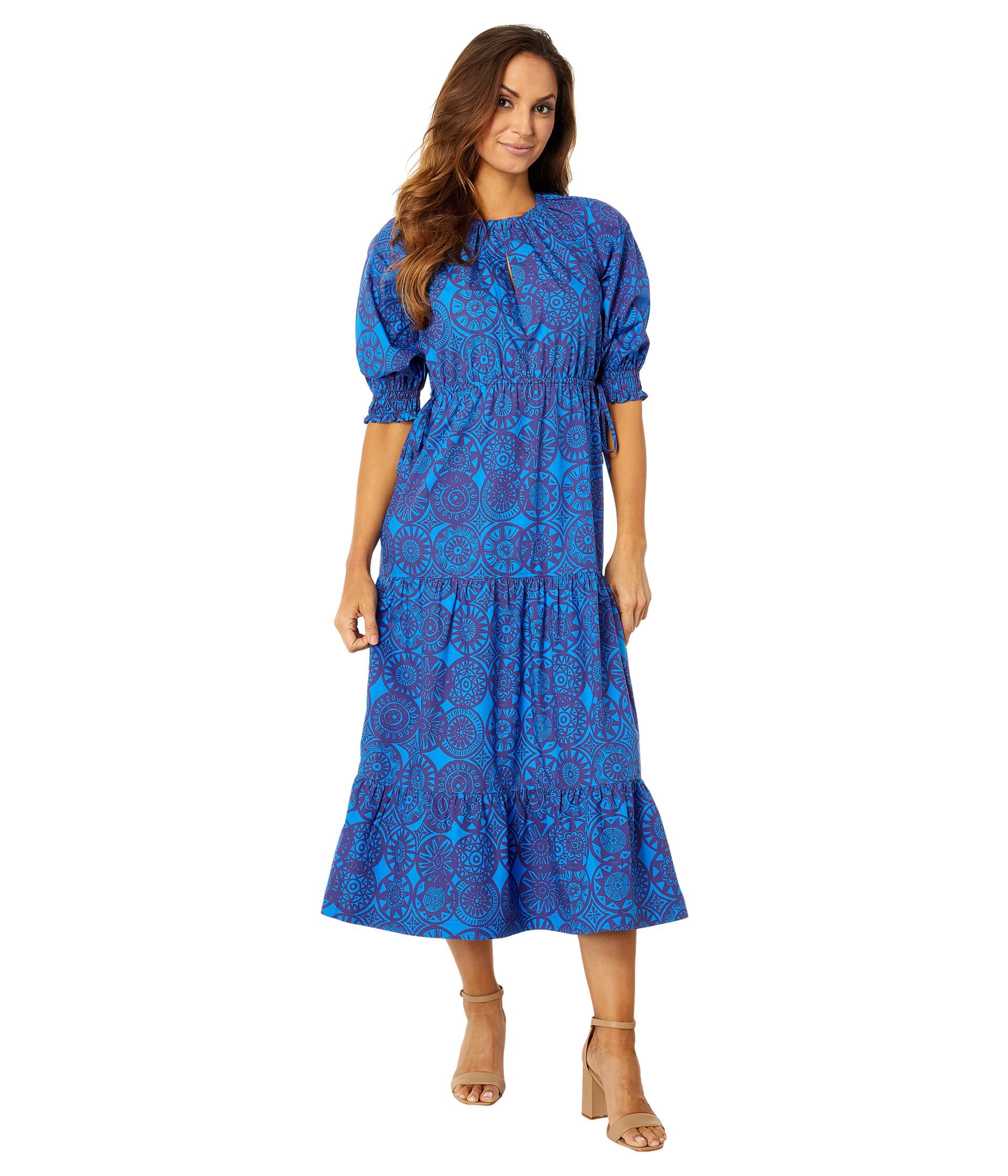 Marie Oliver Farin Midi Dress - Flowy A-Line Summer Dress with Pockets, Women's Casual Boho Chic Dress for Beach, Vacation & Date Night