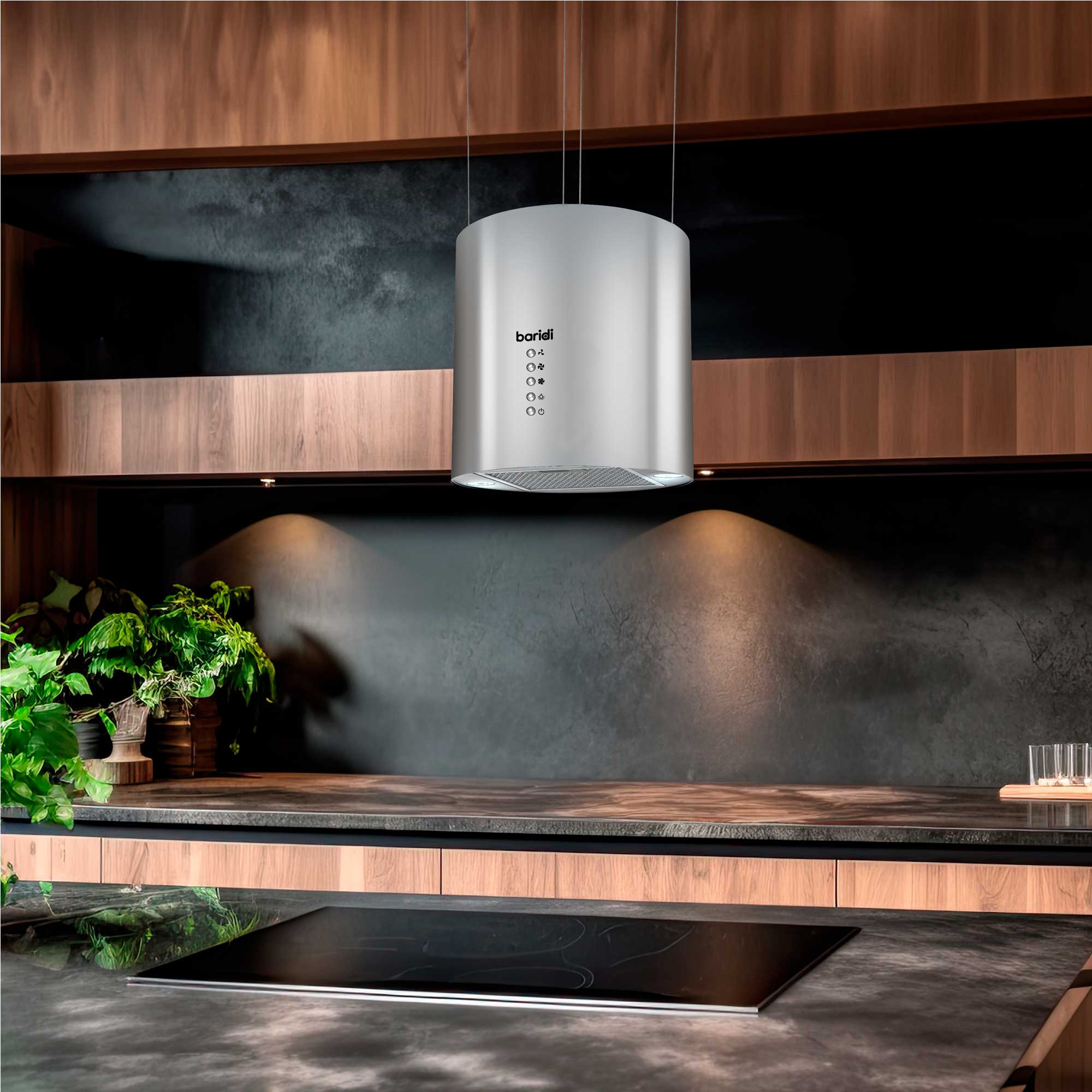 Baridi Island Range Hood - 35cm Pendant Style Stainless Steel Cooker Hood with 3 Speed Settings for Kitchen Ventilation | Modern Over Island Stove Extractor for Home Cooking