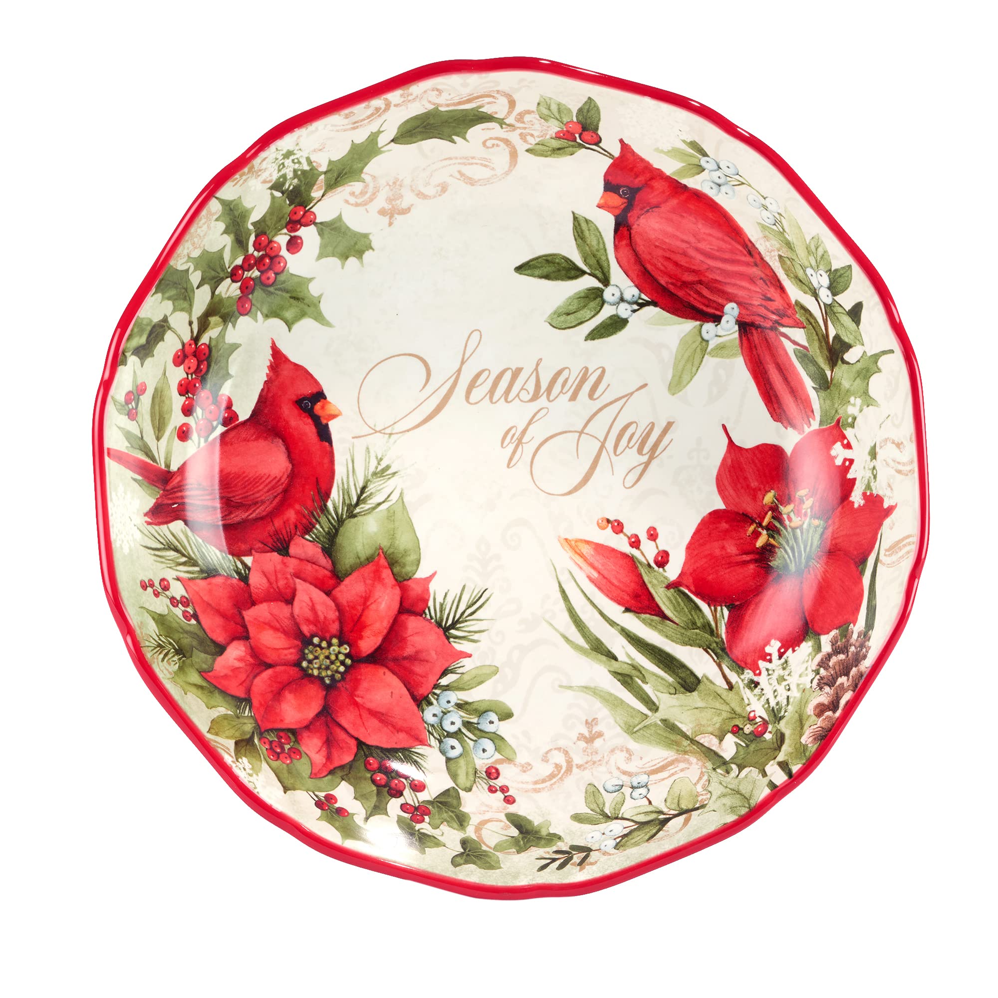 Certified International Winter's Medley 11-Inch Dinner Plates - Set of 4 Colorful Porcelain Plates for Holiday Dining, Christmas Dinner, and Seasonal Table Setting
