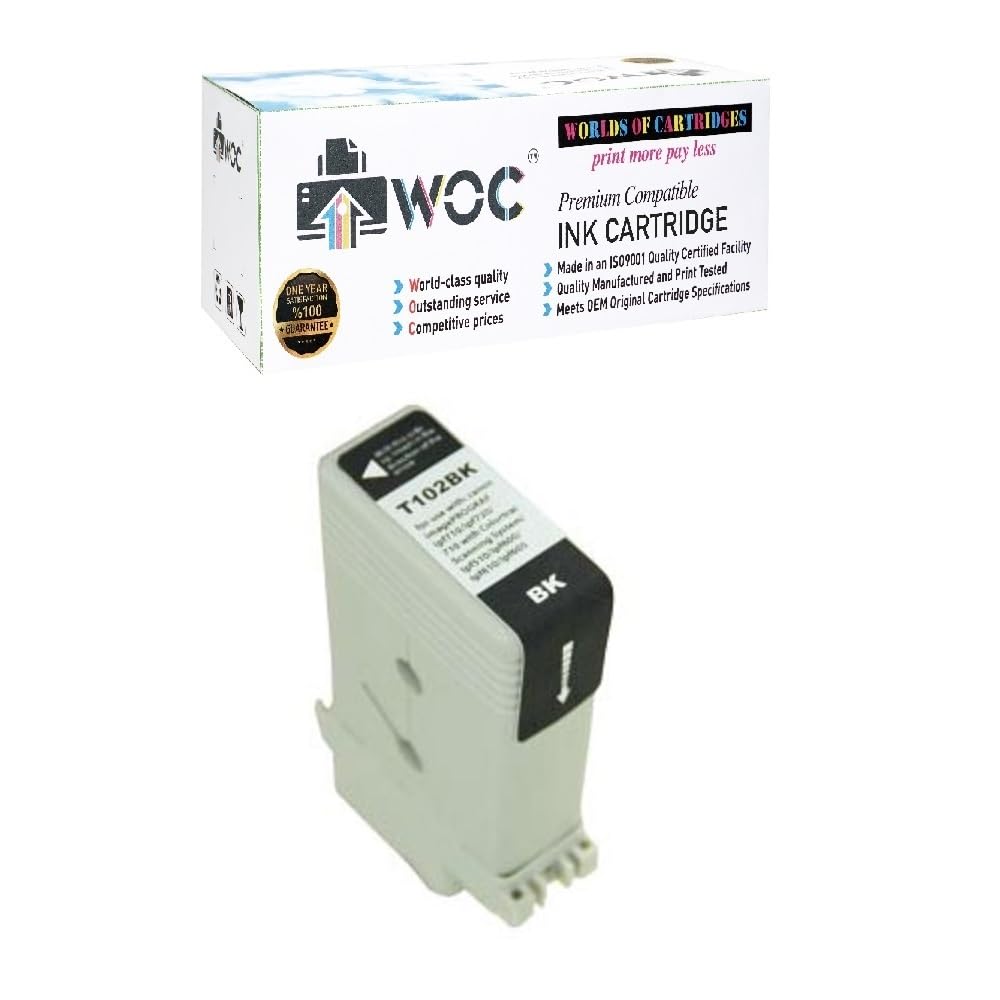 WOC Compatible Black Ink Cartridge Replacement for Canon 0895B001AA (PFI-102BK) - High-Quality Printer Ink for Home & Office Use