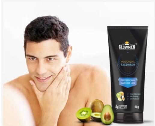 GLOWMEN Moisturizing Face Wash 60g - Gentle Cleanser for Dry & Sensitive Skin - Made by Smart Laboratories Pvt. Ltd. - Perfect for Daily Skincare Routine & Travel
