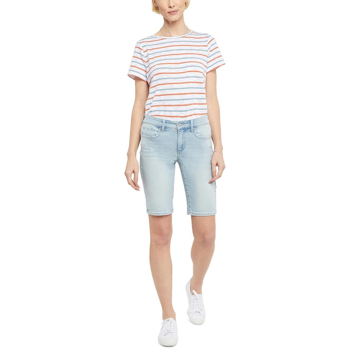 NYDJ Women's Briella Stretch Denim Shorts - Comfortable High Waisted Bermuda Shorts for Summer | Perfect for Casual Outings, Beach Trips & Weekend Wear