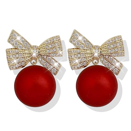 A6:Red Christmas Bow Earrings